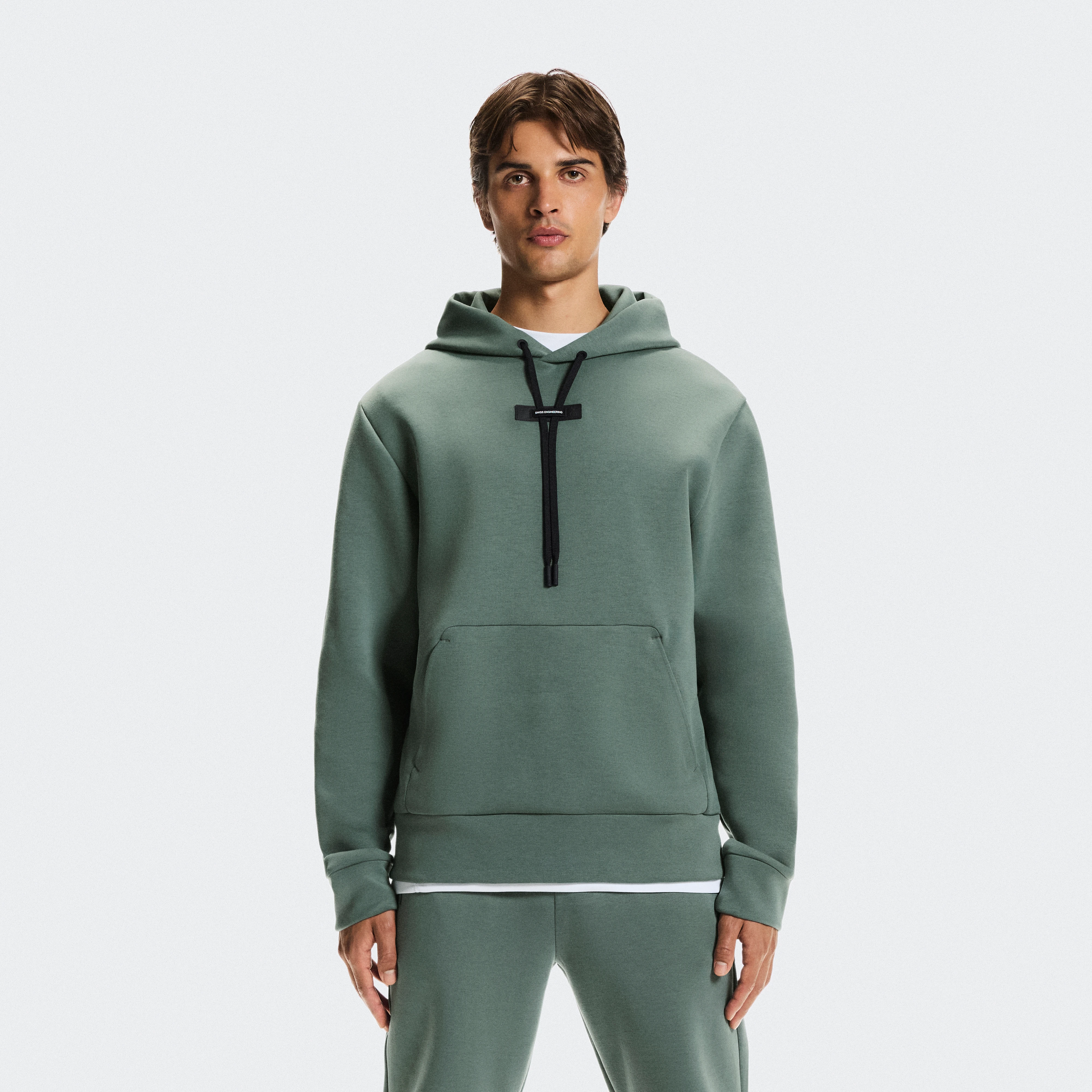 On Focus Tech Hoodie Verde Masculino Masculino – Uso diário, viagens, treino Moletons