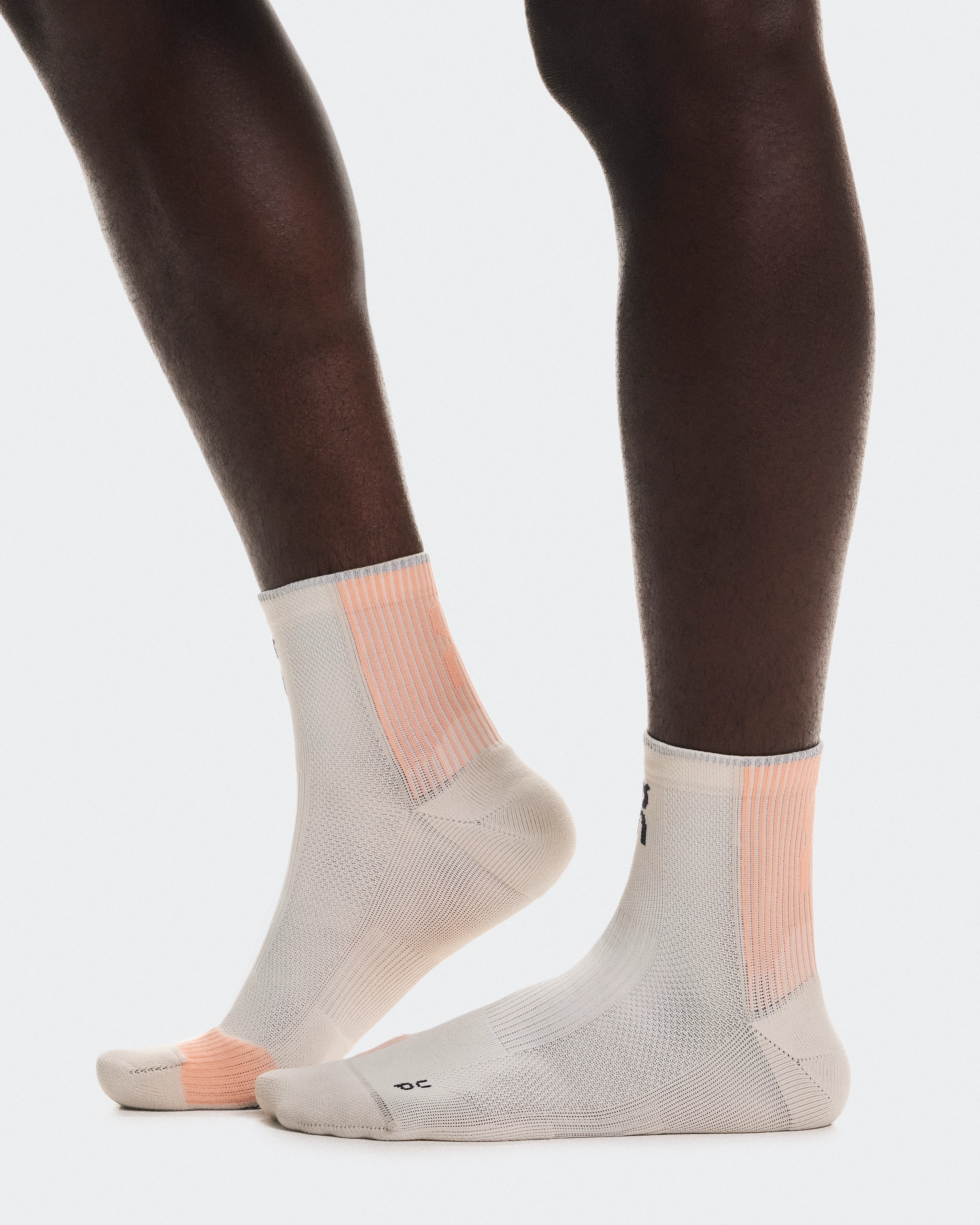 On Performance Run Sock Mid Pearl & Sunstone Unisex Socks