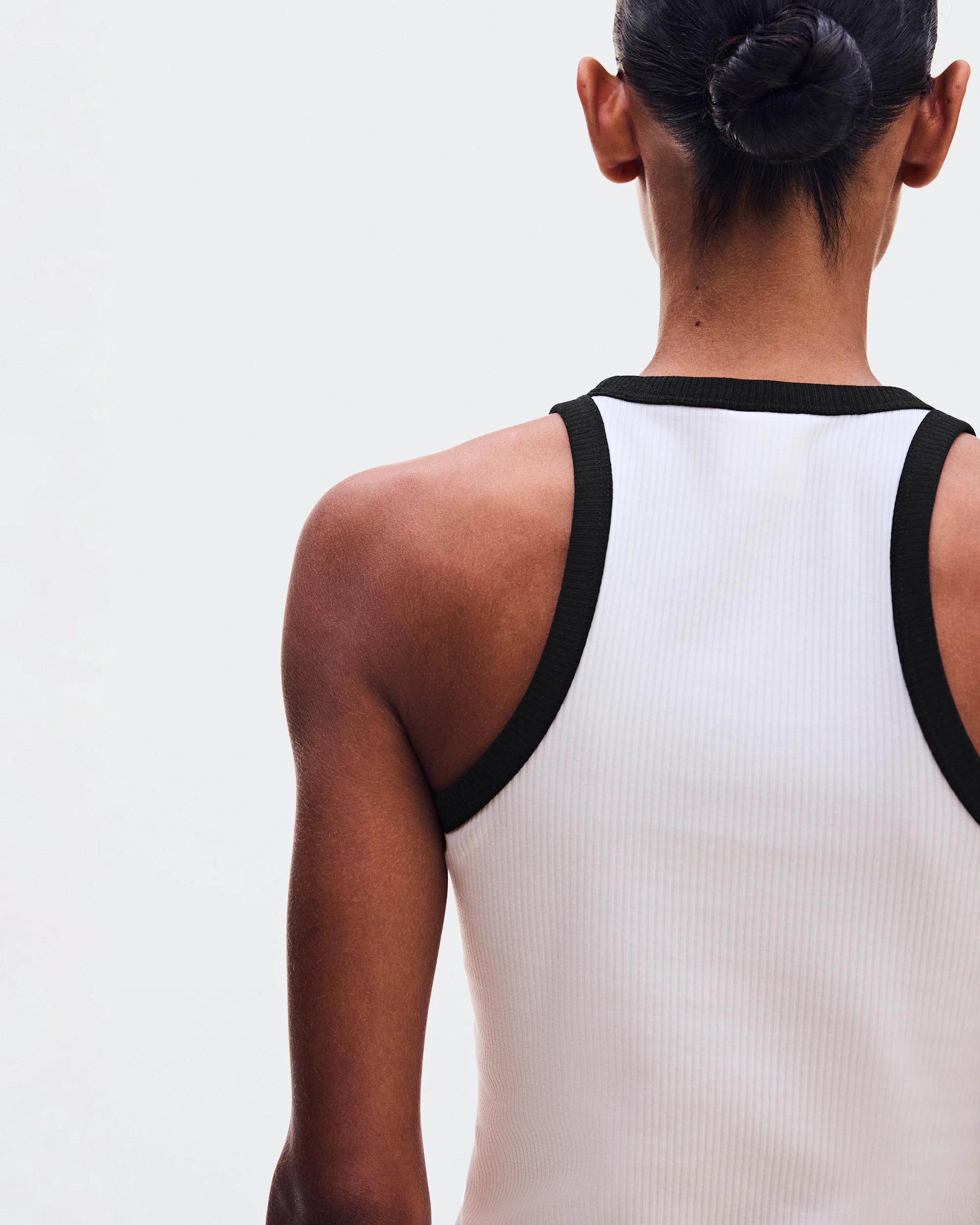 Women's All-Day Ribbed Tank Ivory | Black - thumbnail 5