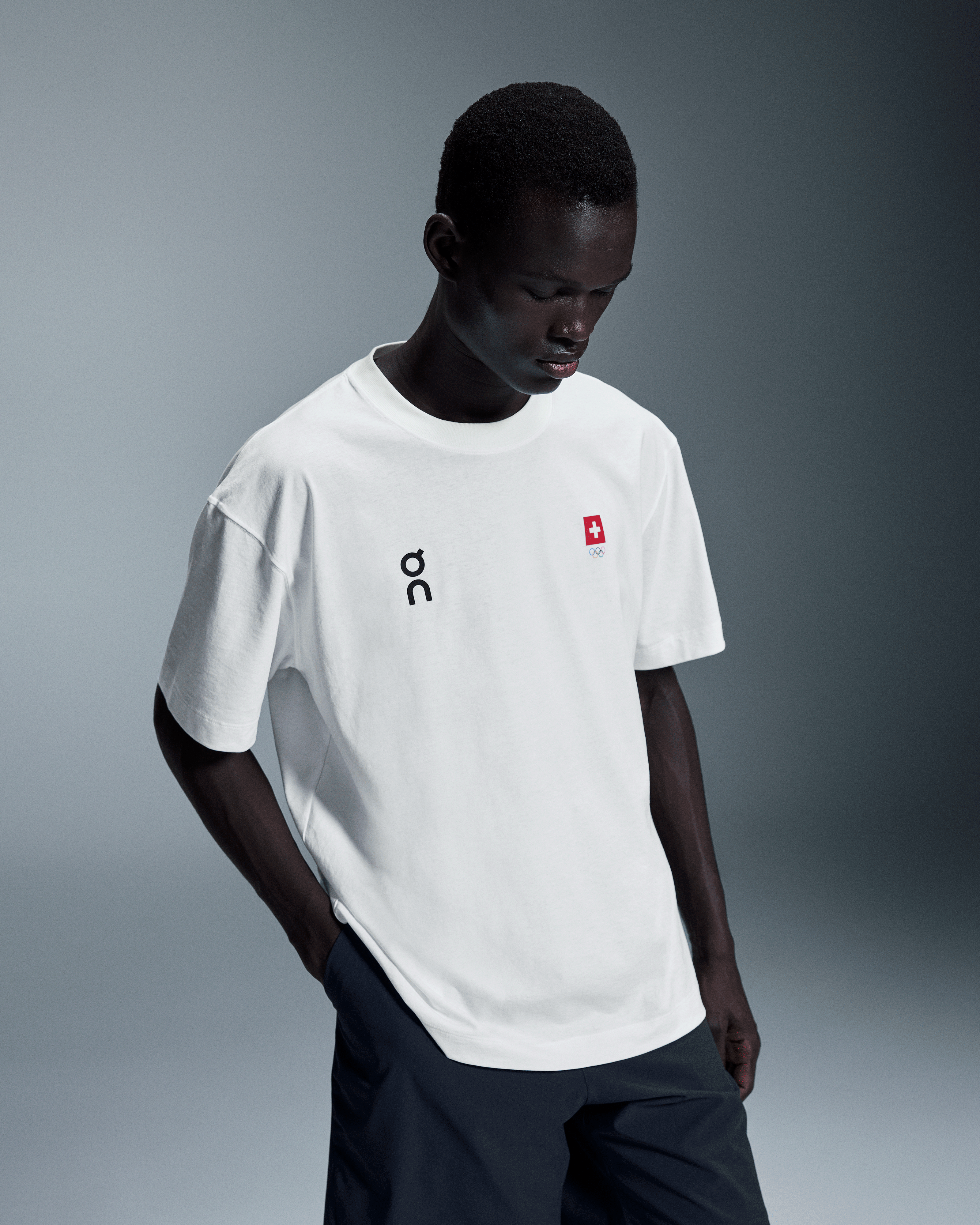 On Swiss Olympic Club-T Undyed-White Men Tops and t-shirts