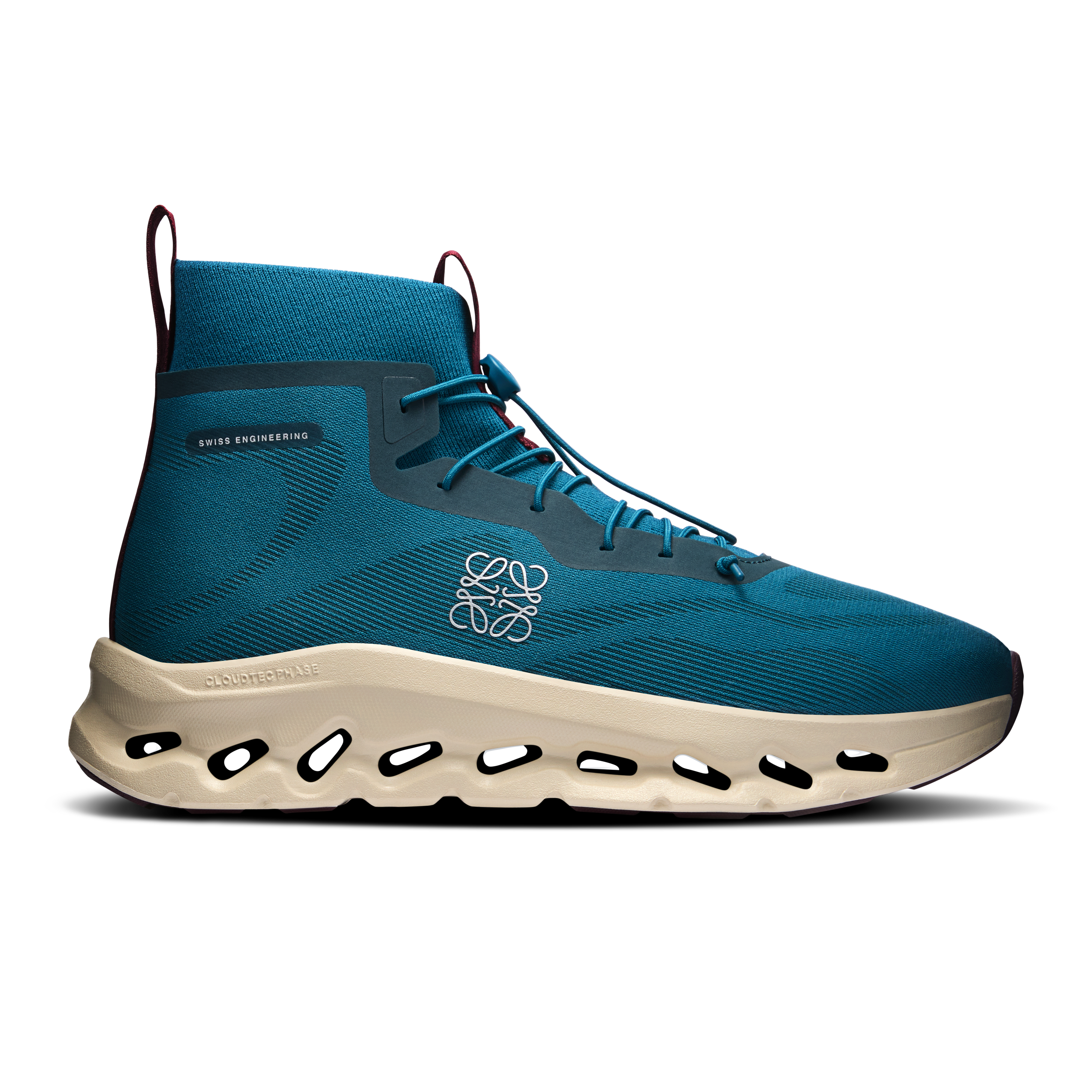 Cloudtilt Hi LOEWE Lifestyle Shoe in Teal/Oatmeal/Burgundy