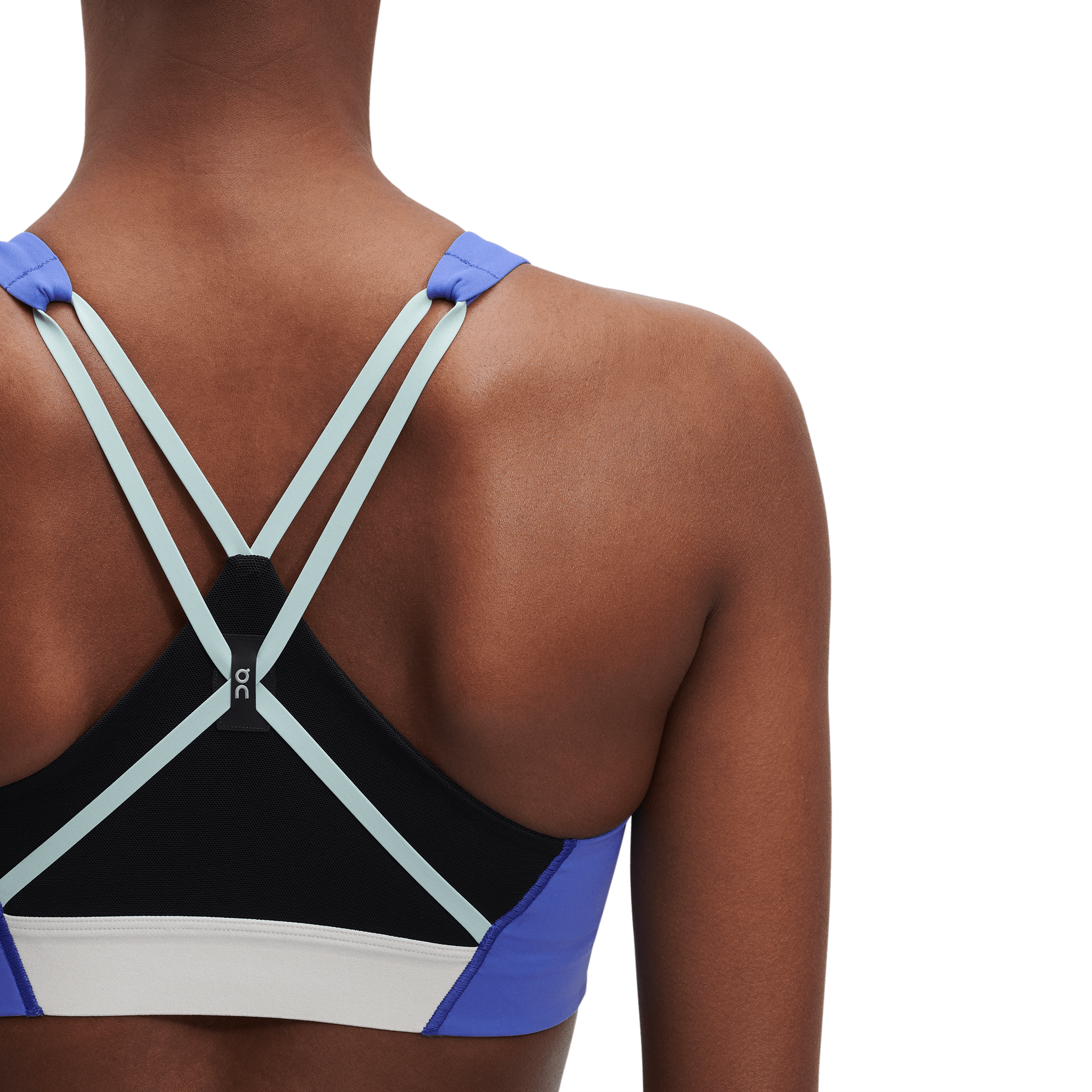 Women's Training Asymmetric Bra in Black/mazarine Blue