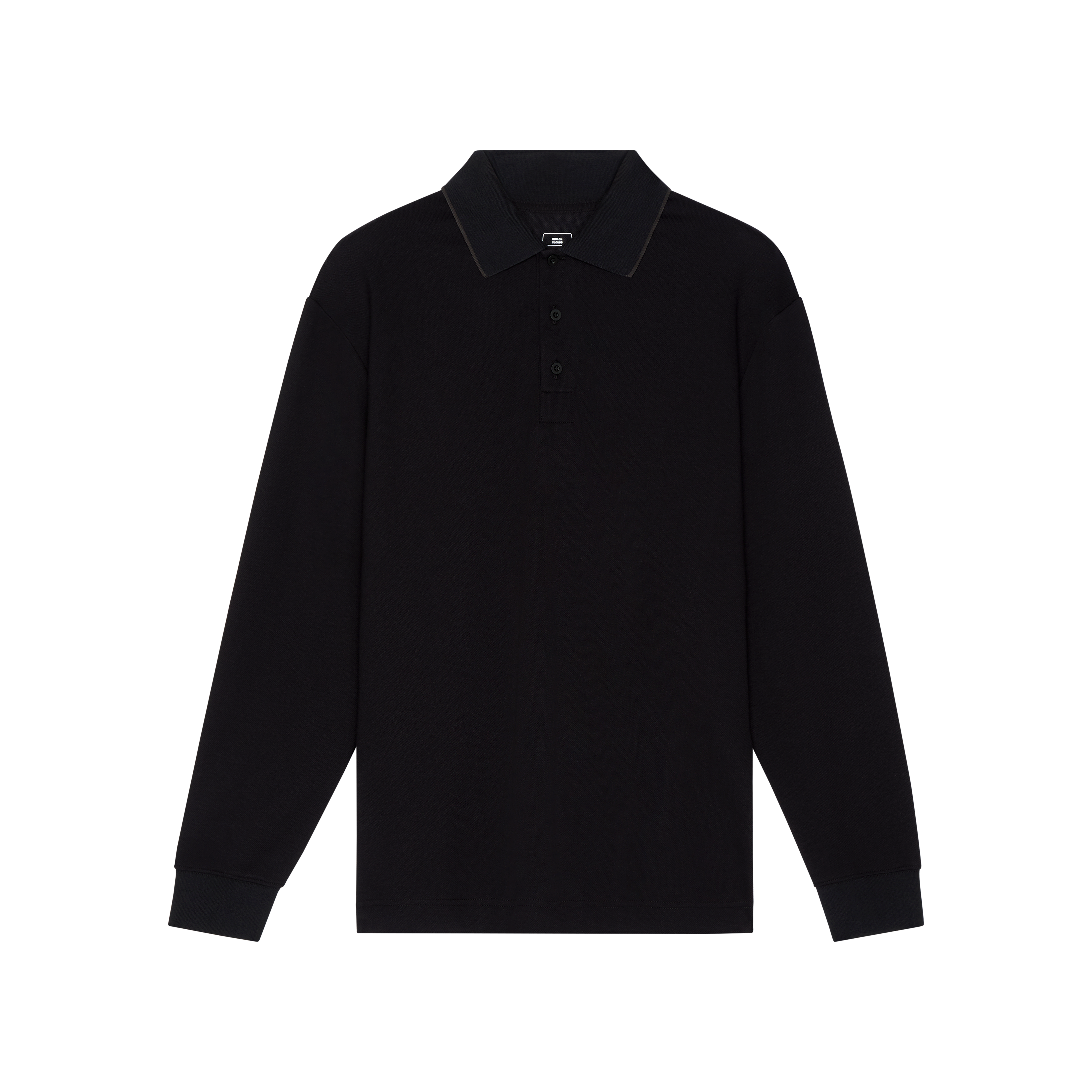 Courtside Long-T Polo Long-Sleeve Shirt in Black/Eclipse
