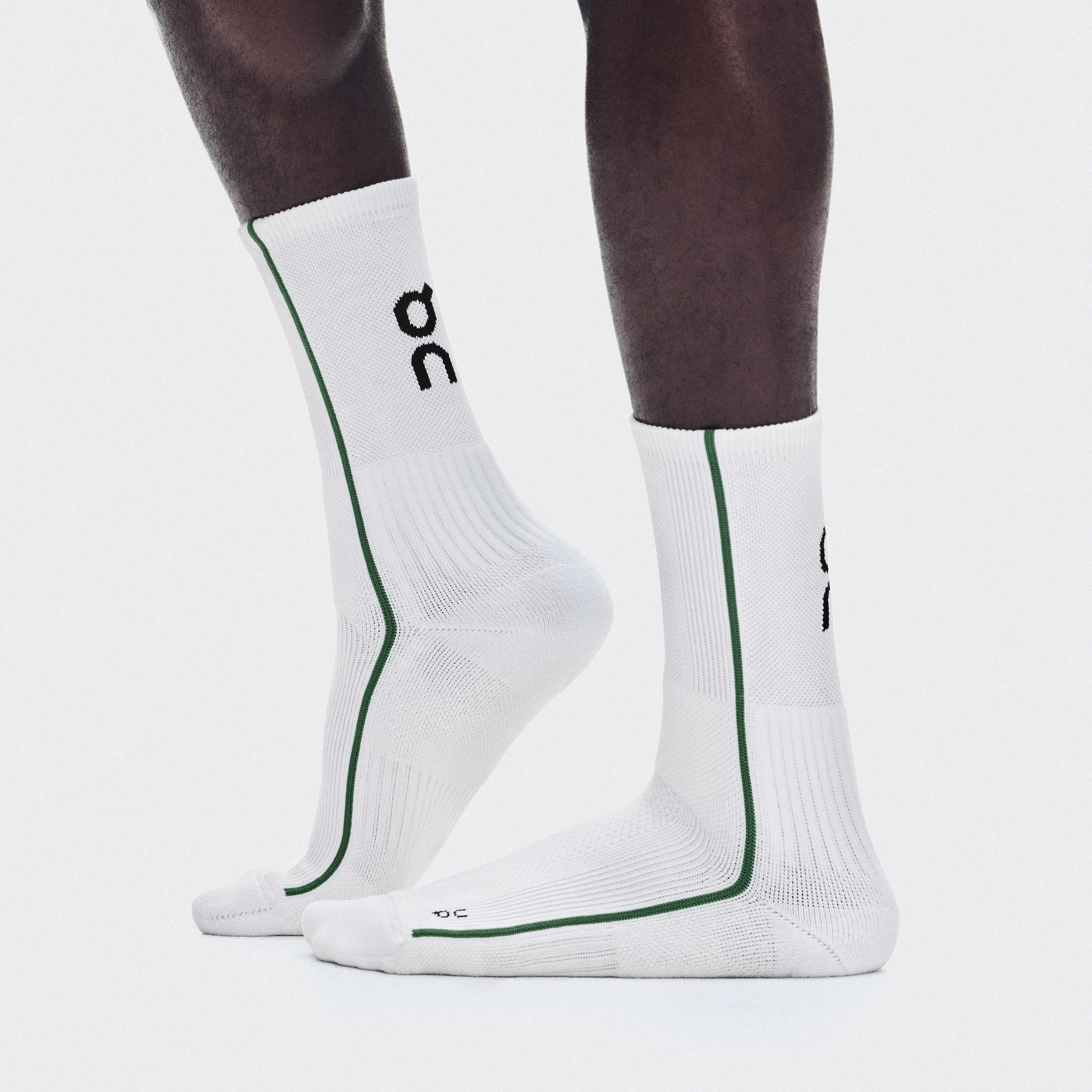 Court Sock High in White/Neem