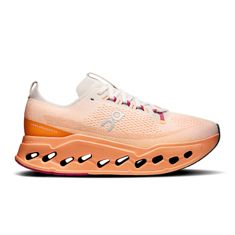 On Men's Cloudsurfer Max Road Running Shoe in Pearl/Tangerine, Size: 9, Recycled Polyester