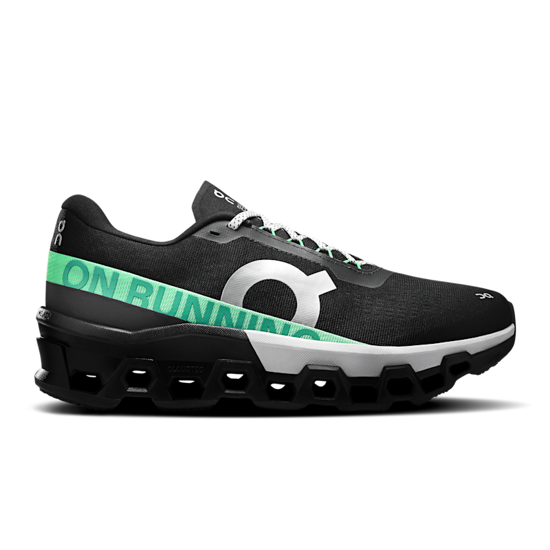 On Men's Cloudmonster 2 Road Running Shoe in Black/Glacier, Size: 9, Recycled Polyester