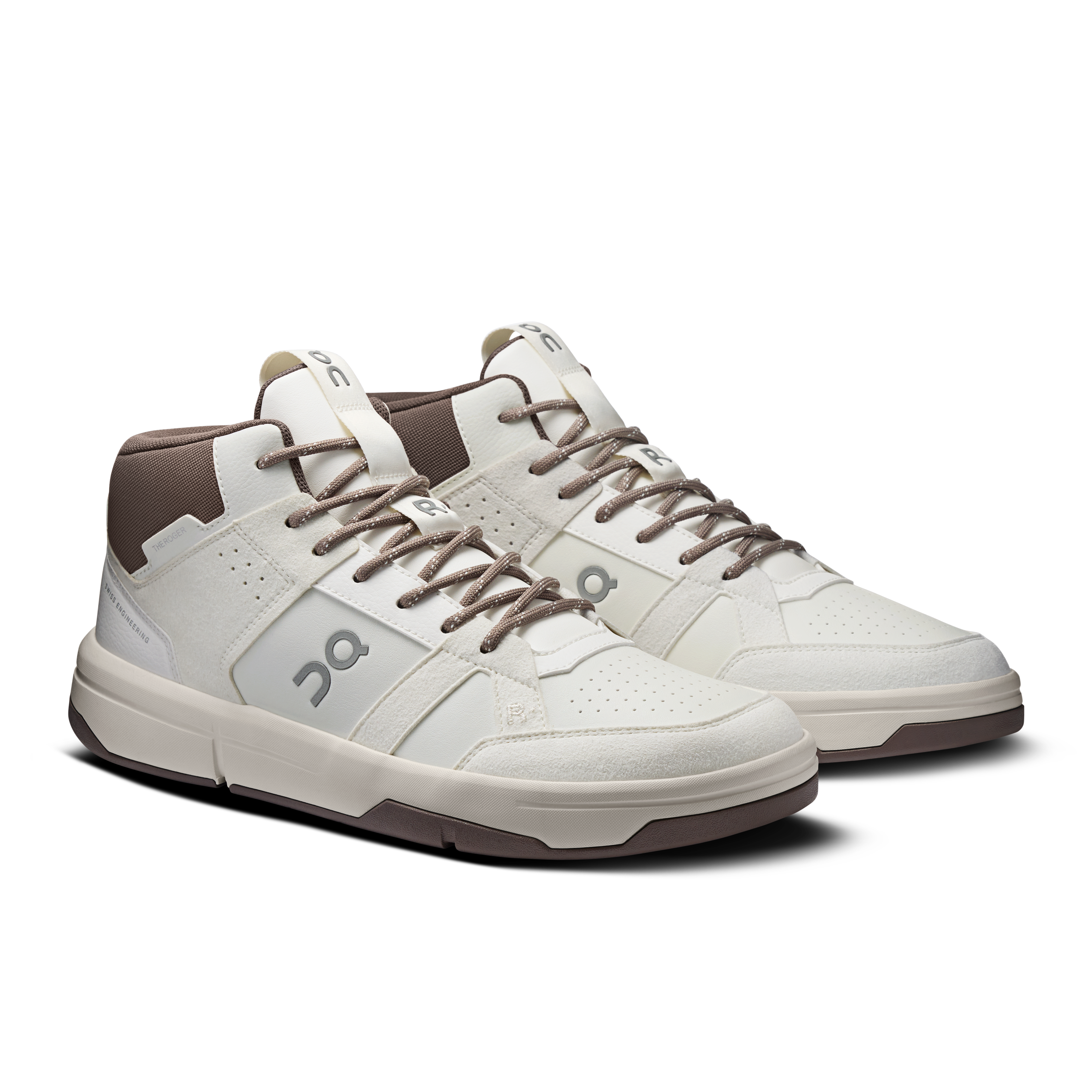 On THE ROGER Clubhouse Mid Ivory & Ash Men Active life Shoes