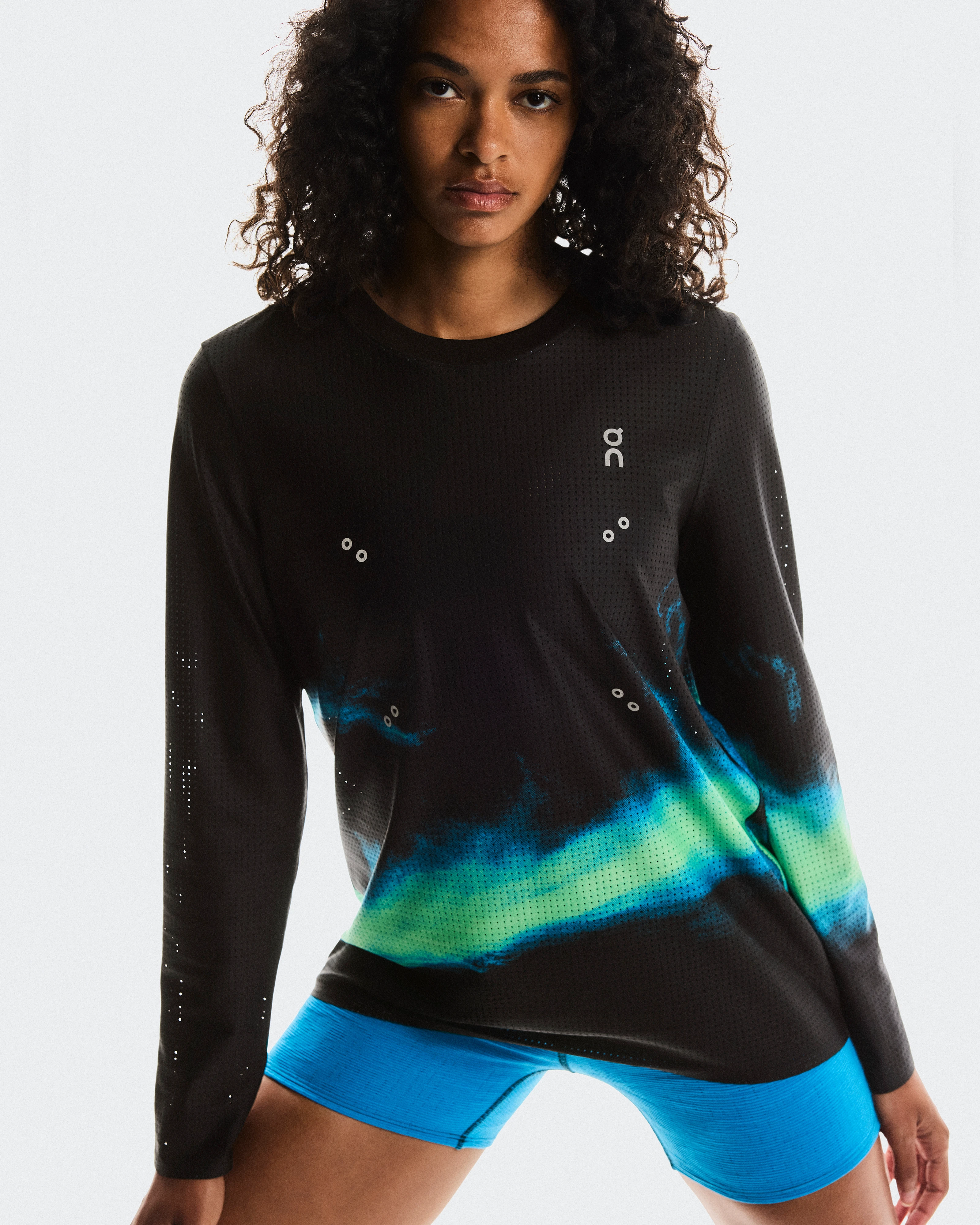 On Pace Mesh Long-T Black & Horizon Women Tops and t-shirts