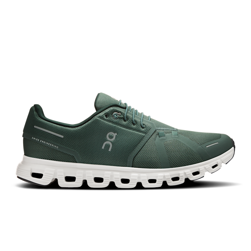 On Men's Cloud 6 Lifestyle Shoe in Olive/Evergreen, Size: 8, Recycled Polyester