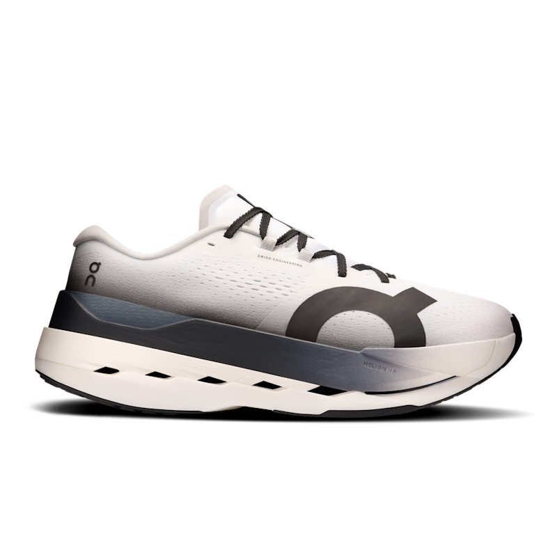 On Men's Cloudboom Max Road Running Shoe in White/Black, Size: 41, Recycled Polyester ️
