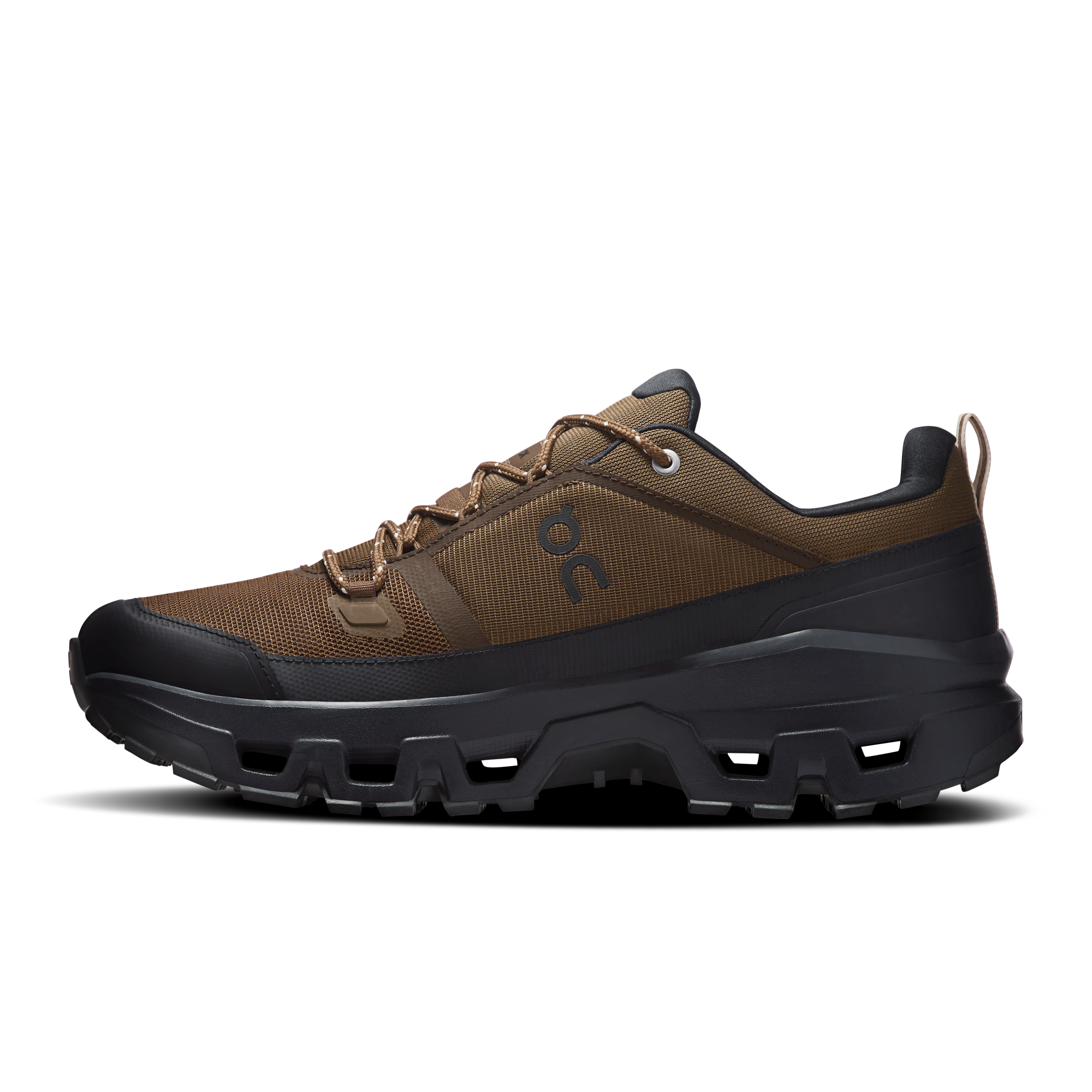 On Cloudrock Low Waterproof Earth & Black Men Hiking Shoes