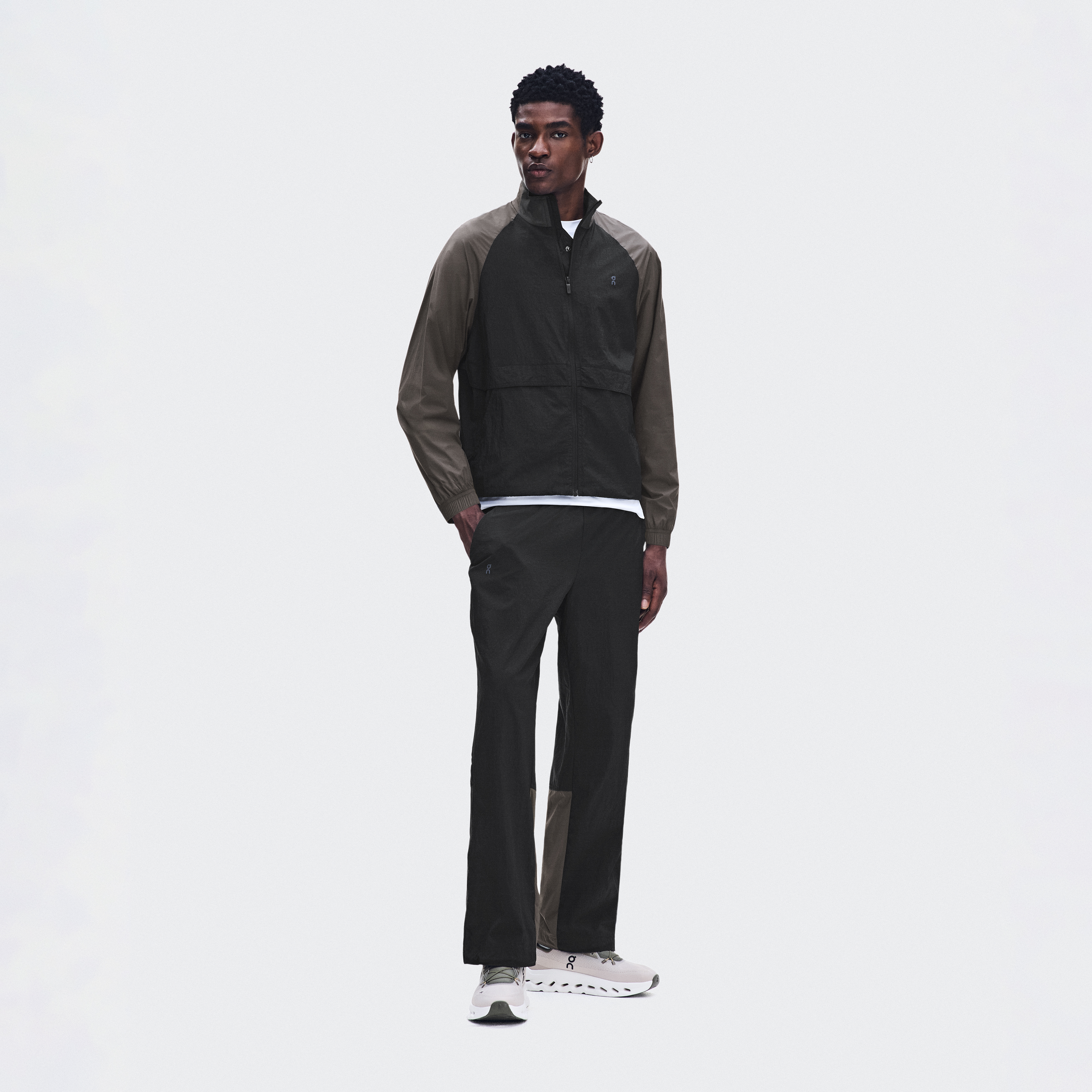 All-Day Track Jacket in Black/Espresso
