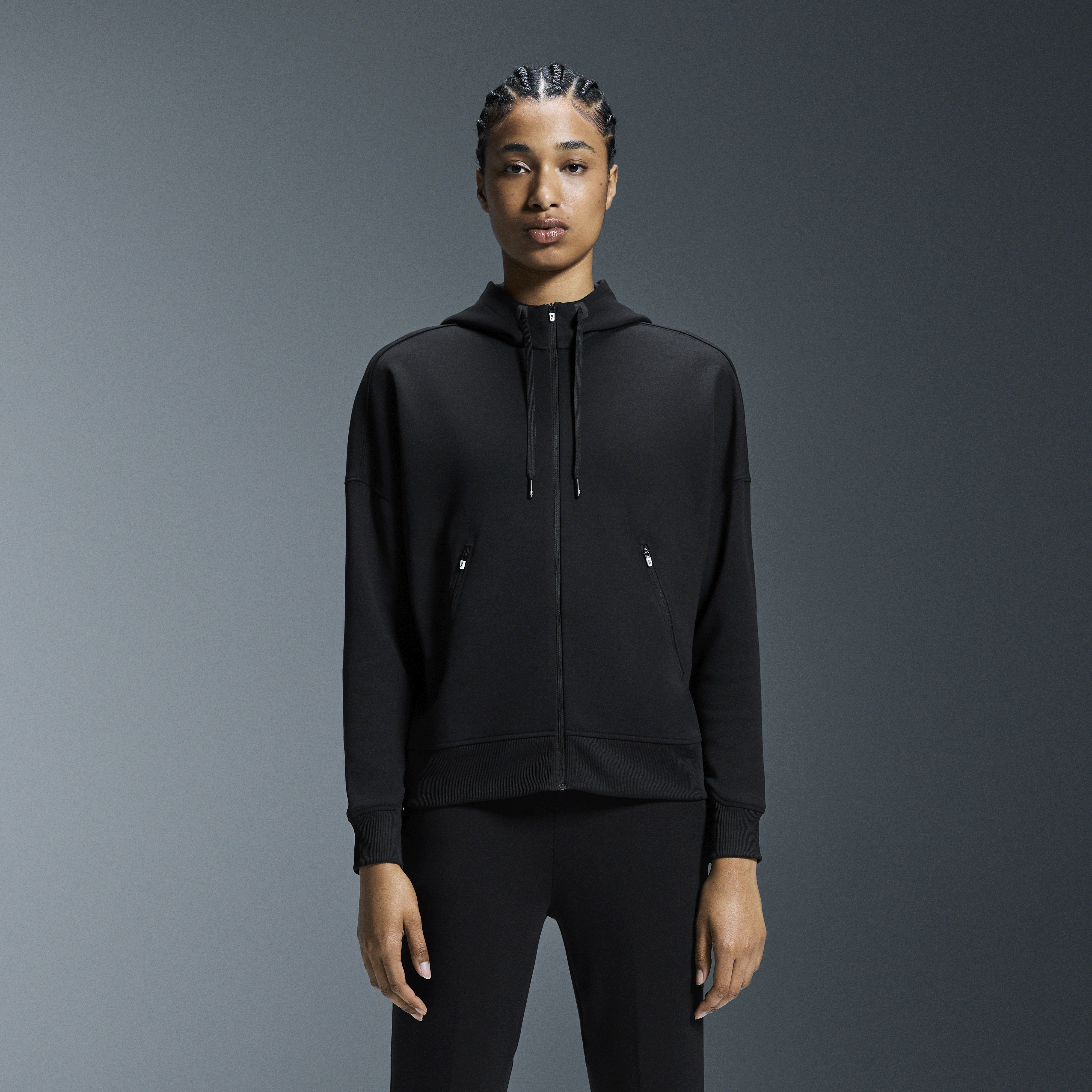 Zipped Hoodie in Black