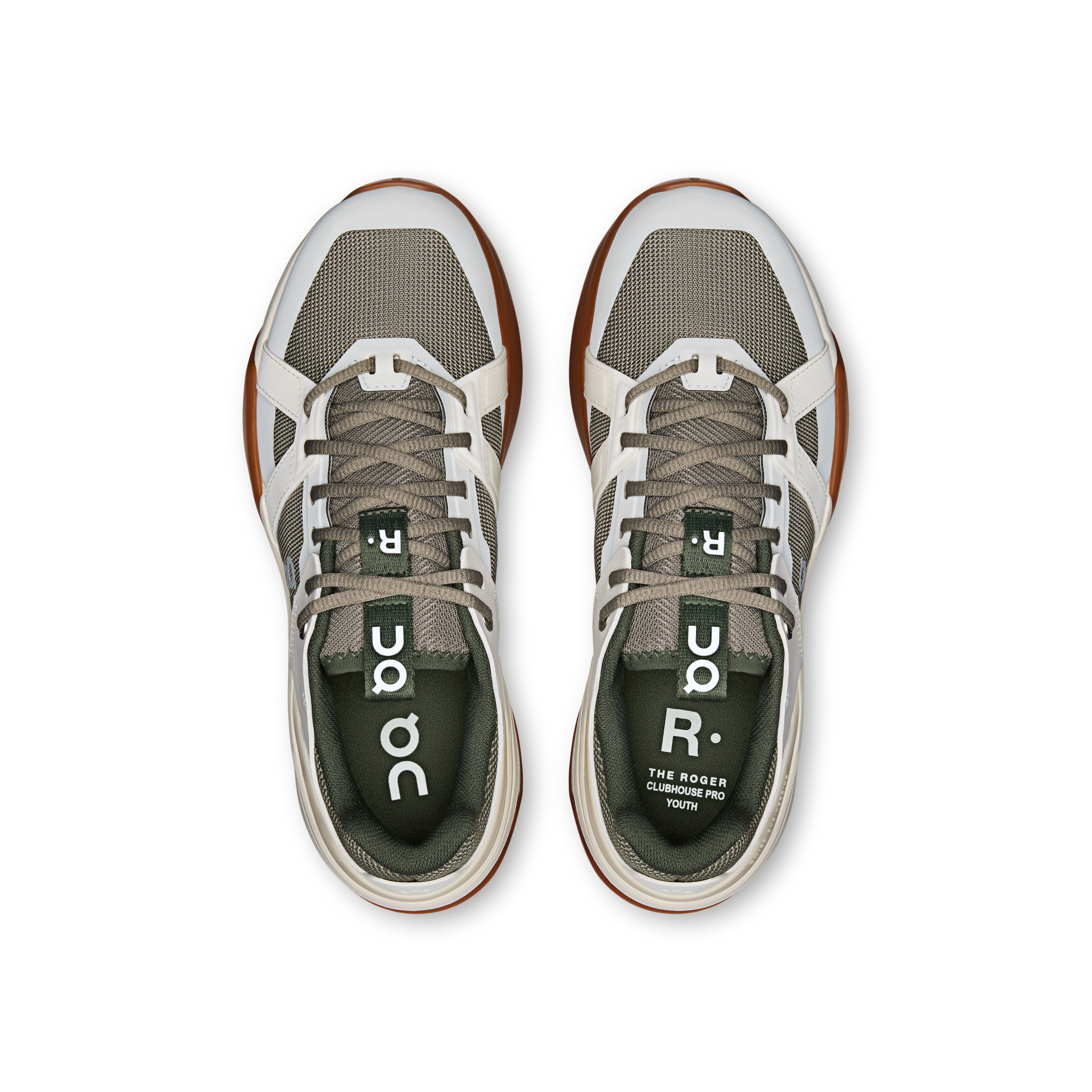 On THE ROGER Clubhouse Pro Youth Ivory & Olive Youth Active life Shoes