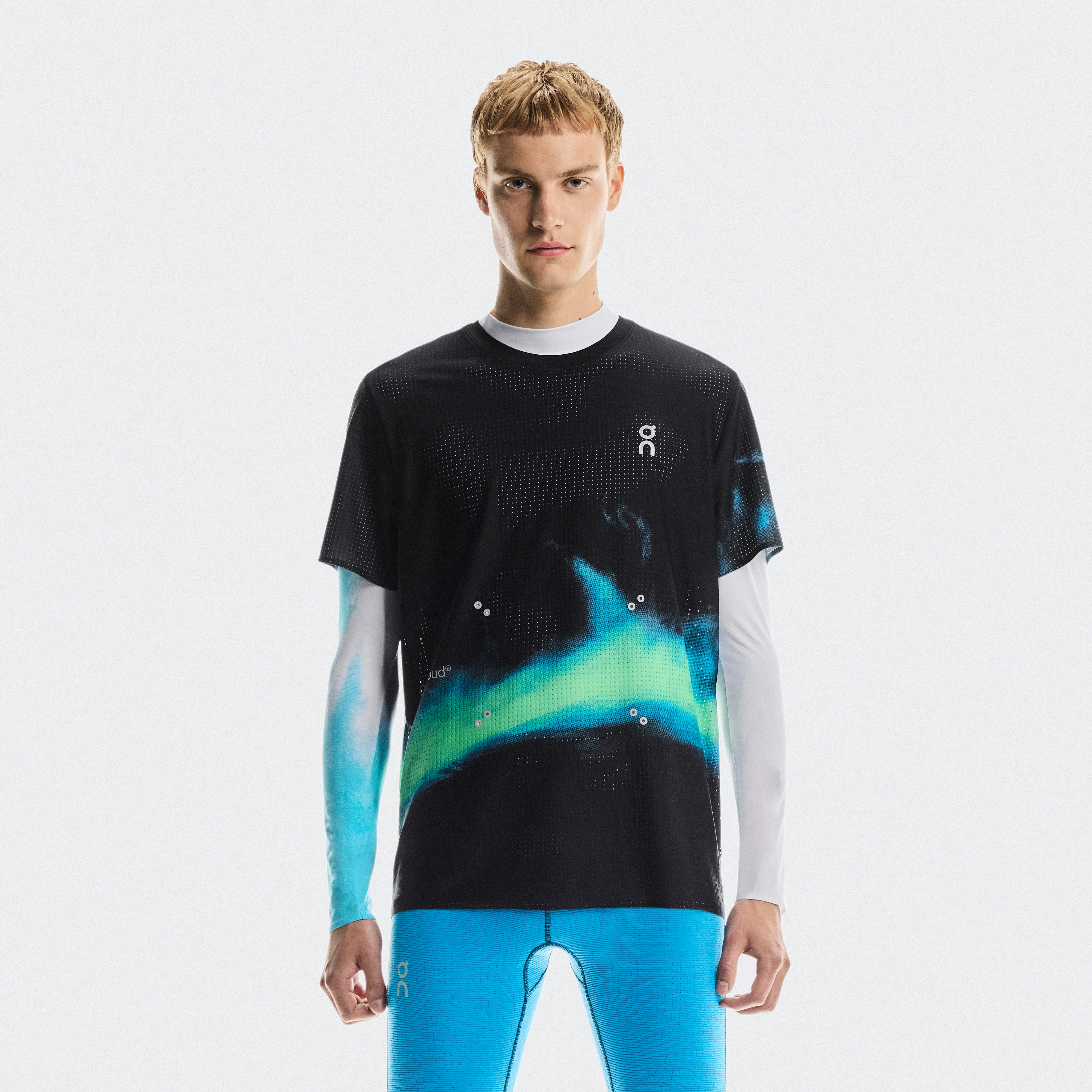 On Pace Mesh-T Black Blue Men Men – Running, lightweight, CleanCloud® Tops and t-shirts