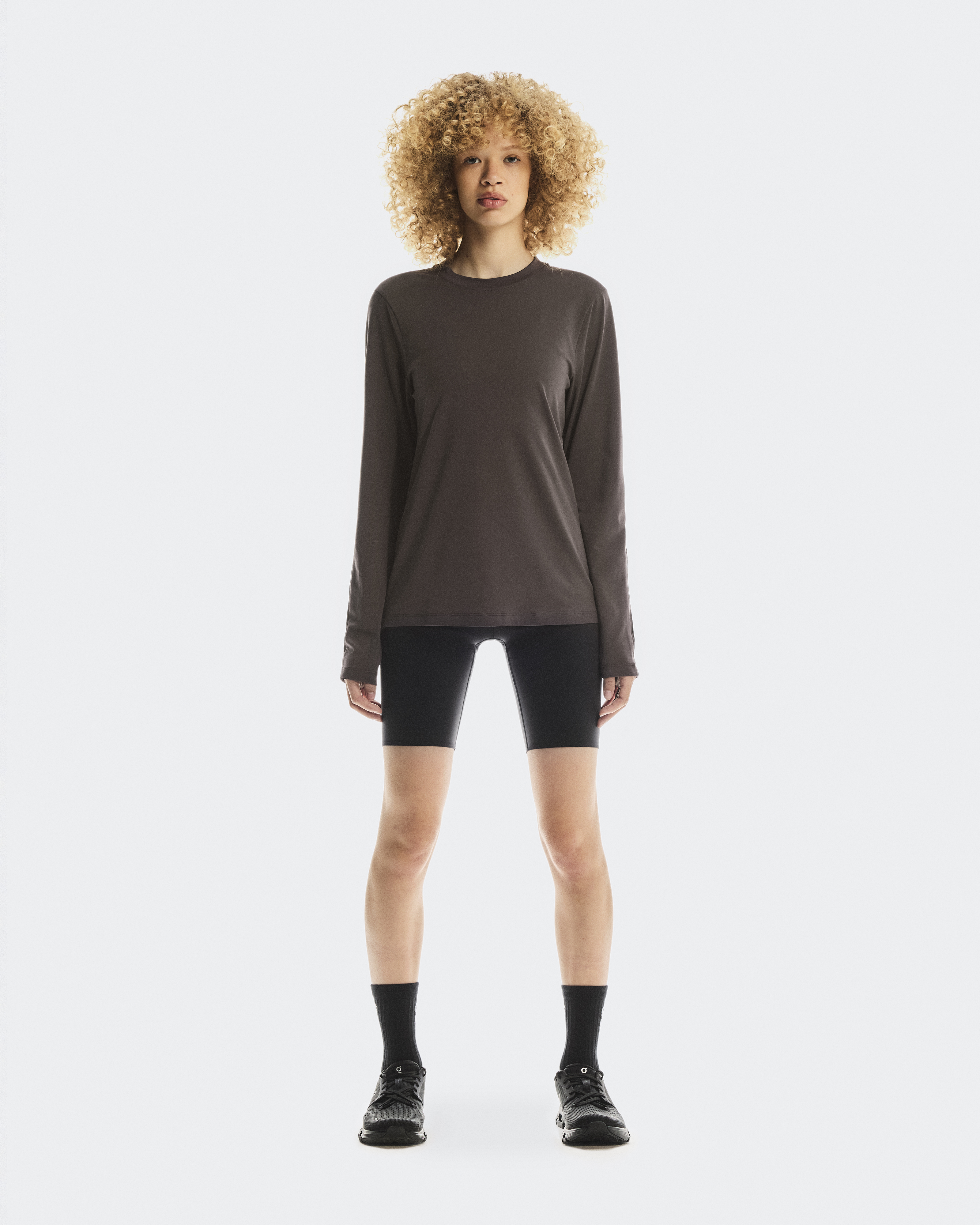 On Focus Long-T Camicia Manica Lunga per Donna in Pebble, Taglia: Large, Polyester