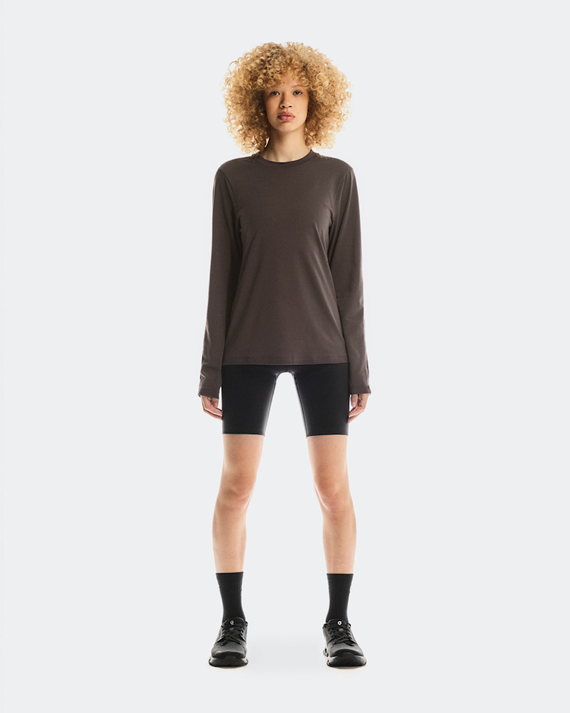 On Women's Focus Long-T Long-Sleeve Shirt in Pebble, Size: XXL, Polyester/Mesh