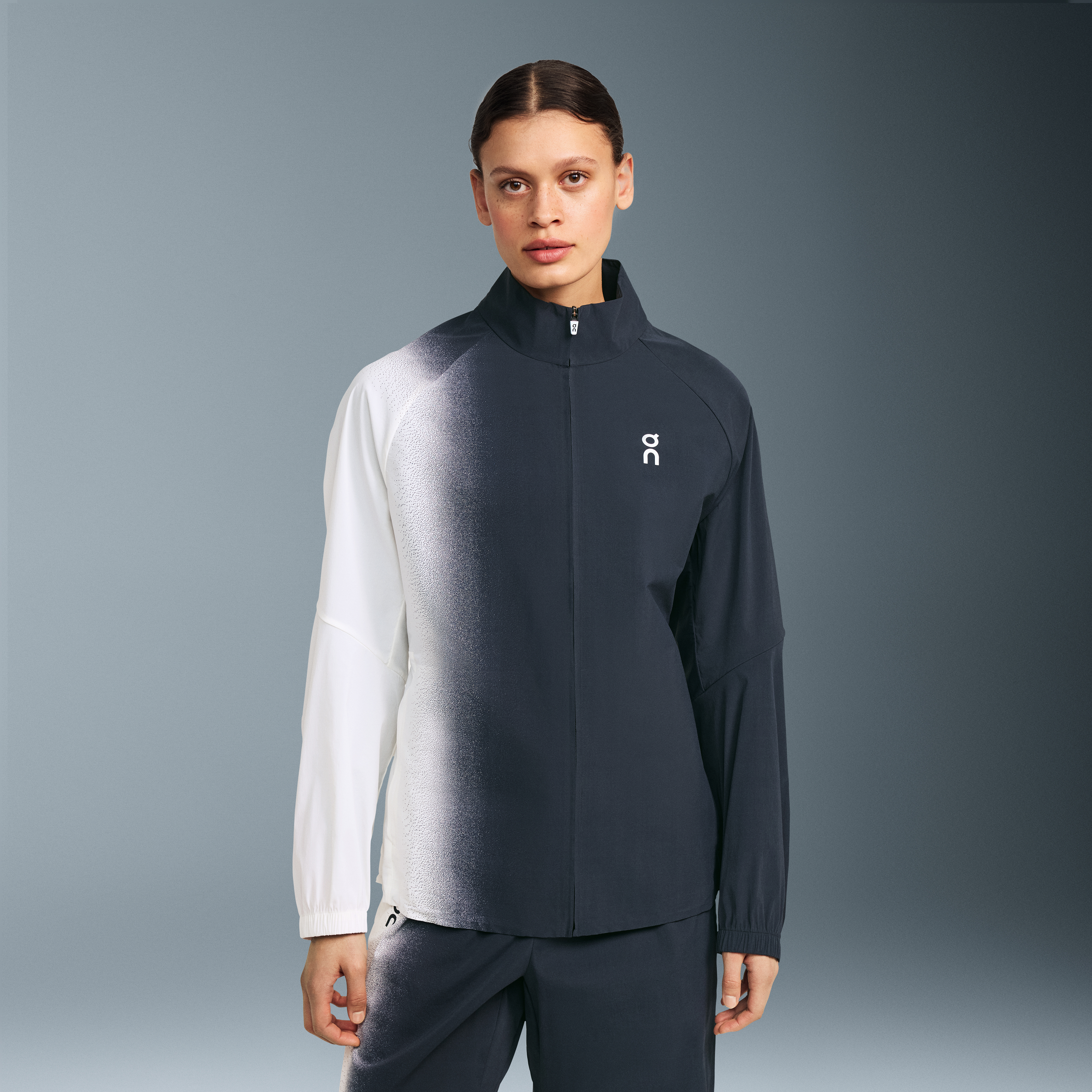 Court Track Jacket in Black/White