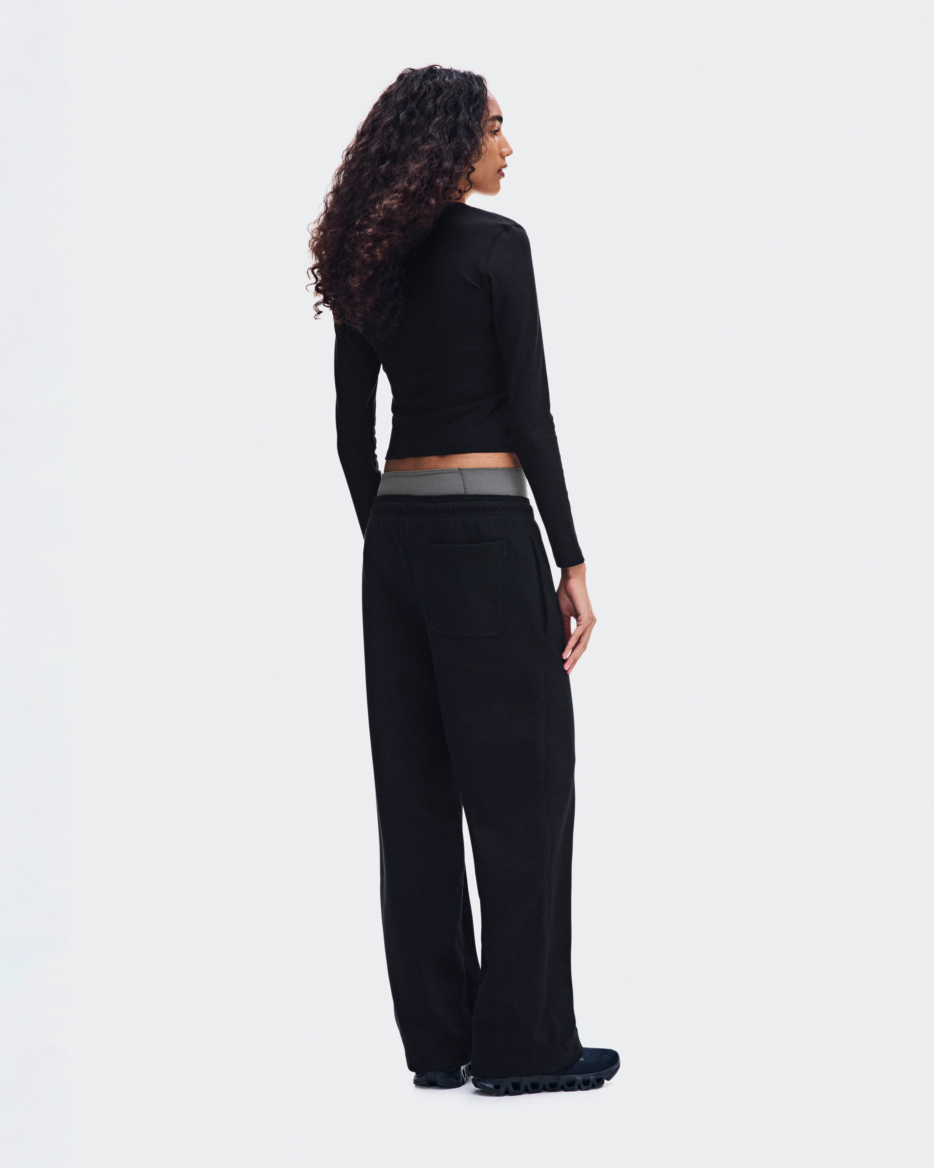 On All-Day Ribbed Long-T Black Women Tops and t-shirts