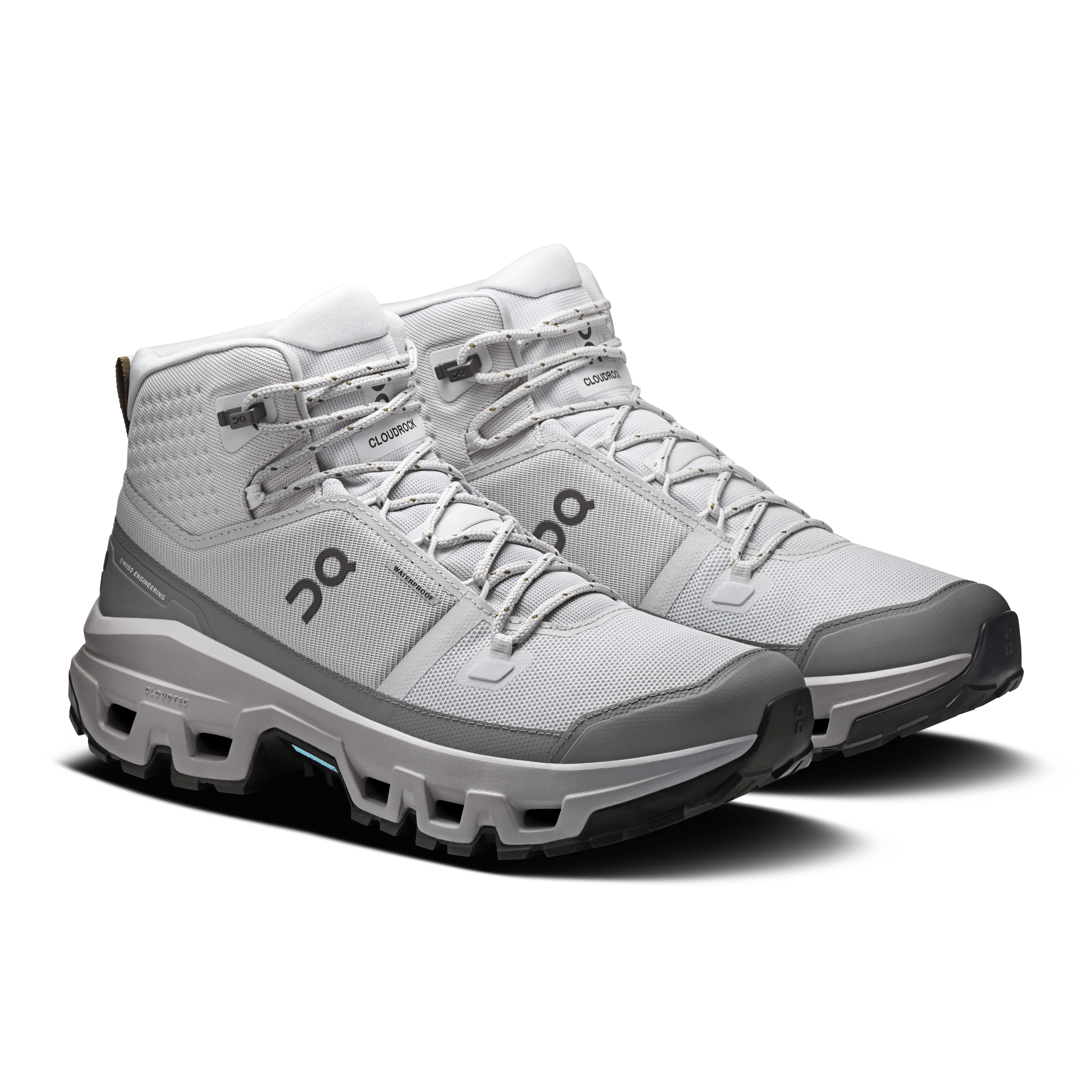 On Cloudrock Mid Waterproof Glacier & Alloy Men Hiking Shoes