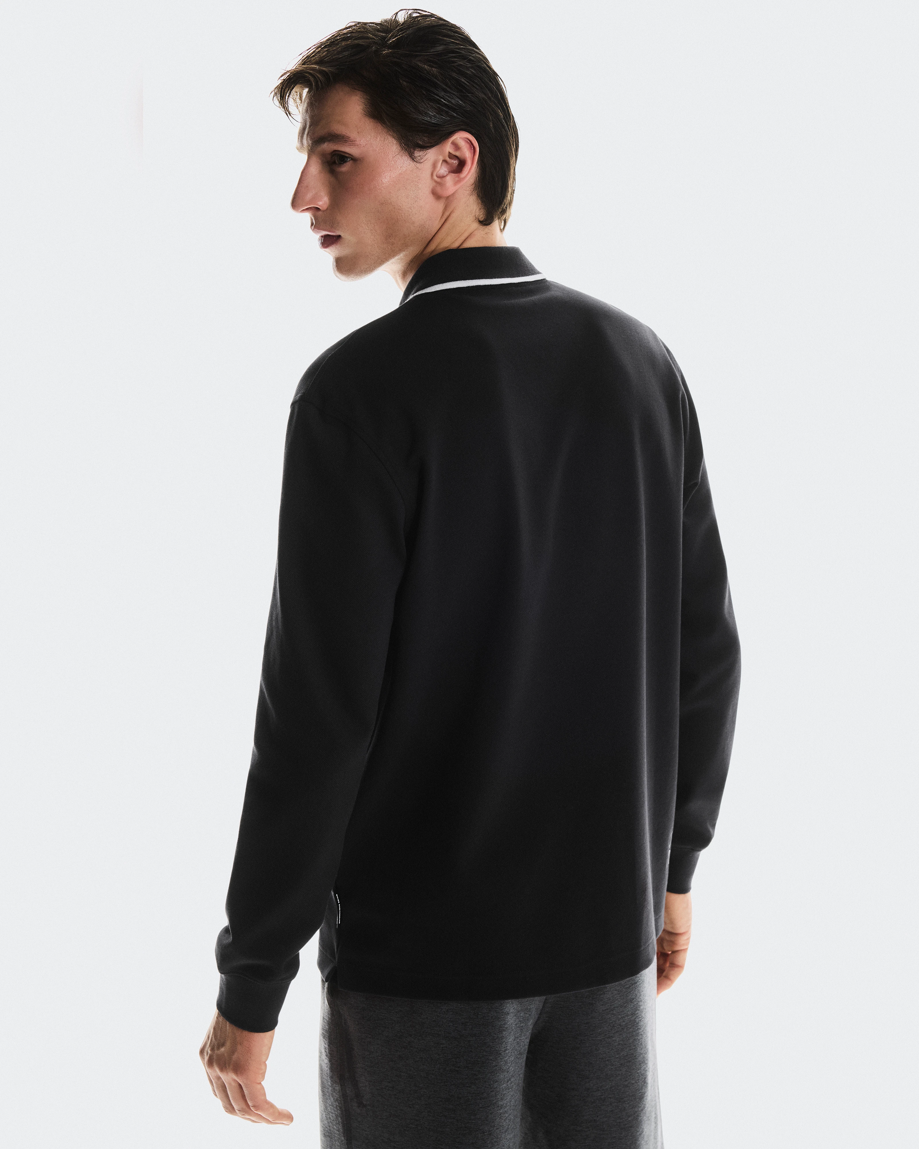 On Courtside Long-T Polo Black Men Tops and t-shirts