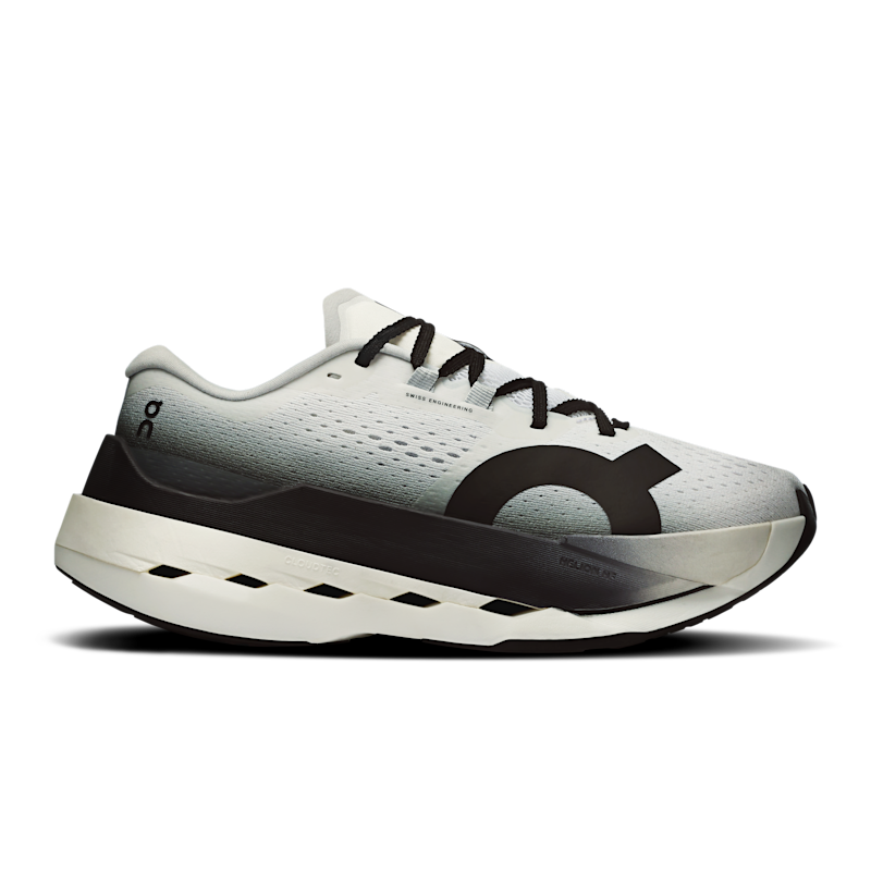 On Women's Cloudboom Max Road Running Shoe in White/Black, Size: 8.5, Recycled Polyester