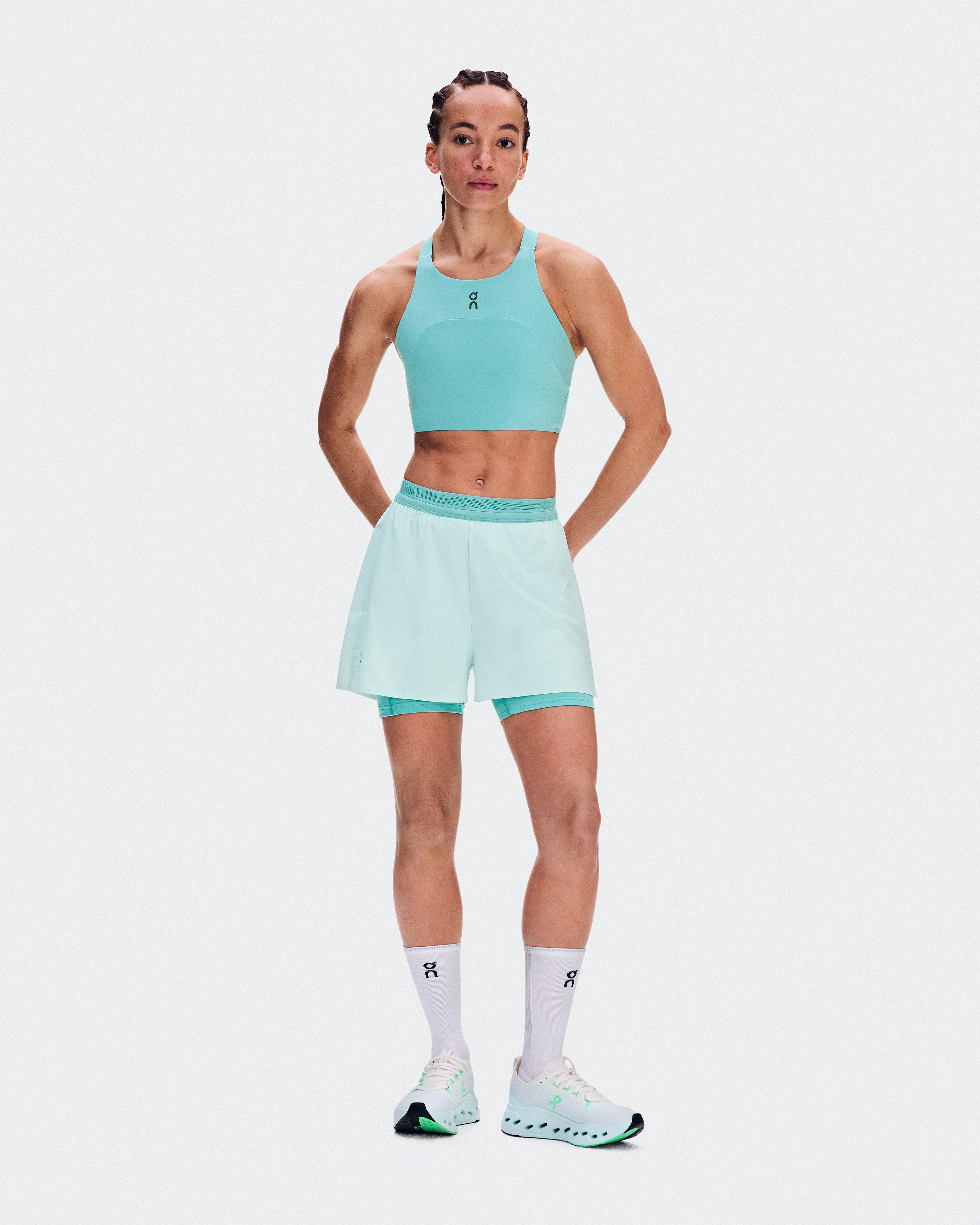 On 3" Performance 2/1 Shorts Flurry & Aquamarine Women Shorts