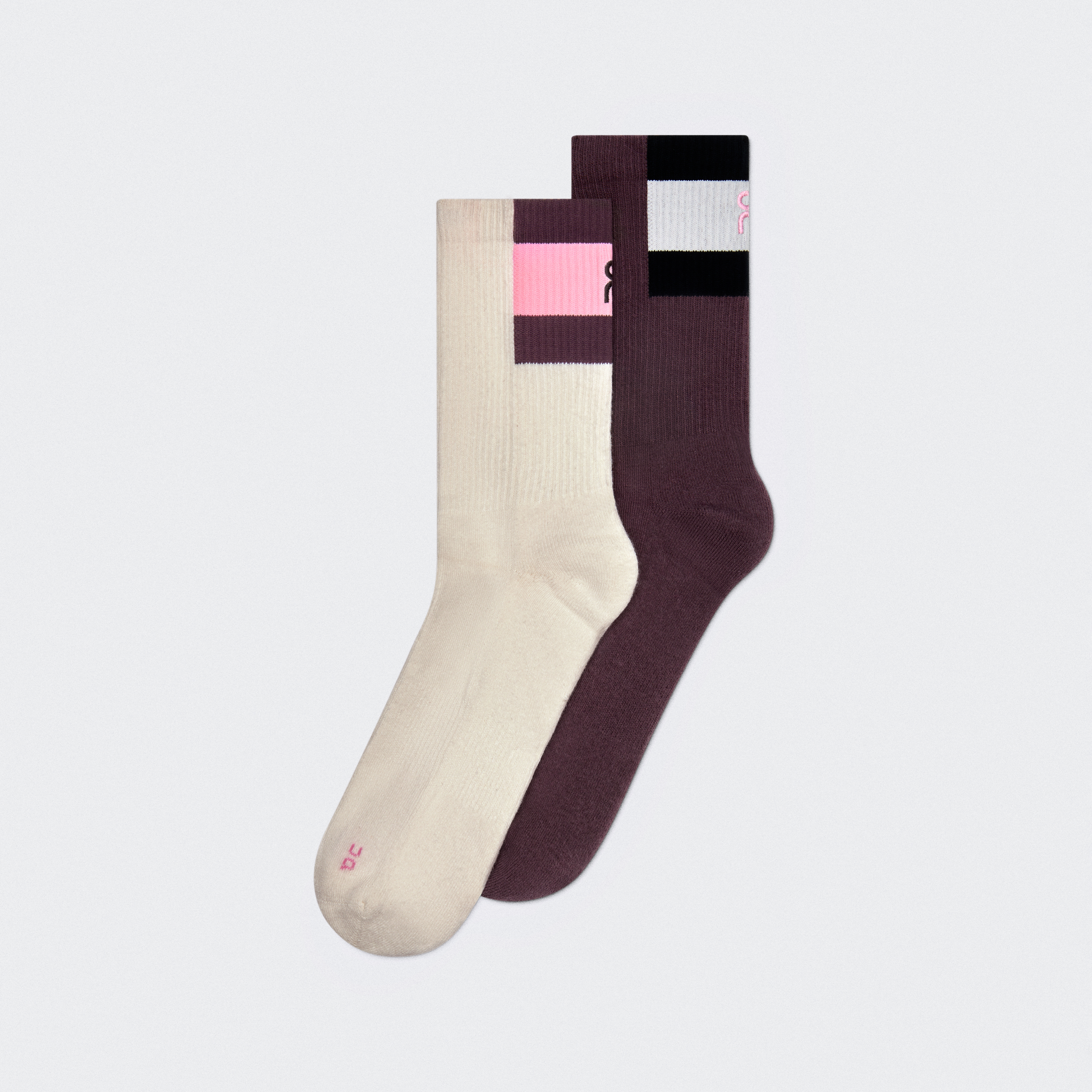 Courtside Sock High 2P in Ivory/Mulberry
