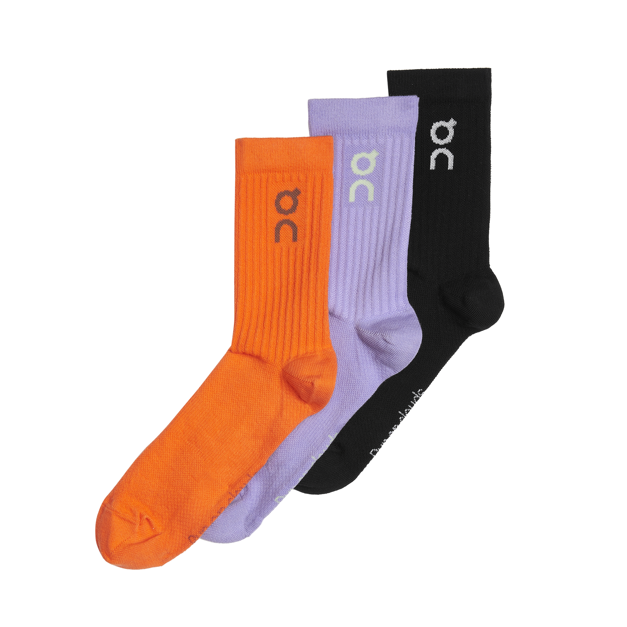 On Logo Sock 3-Pack Orange Violett Schwarz Unisex Unisex – Alltag, Erholung, Reisen Socken