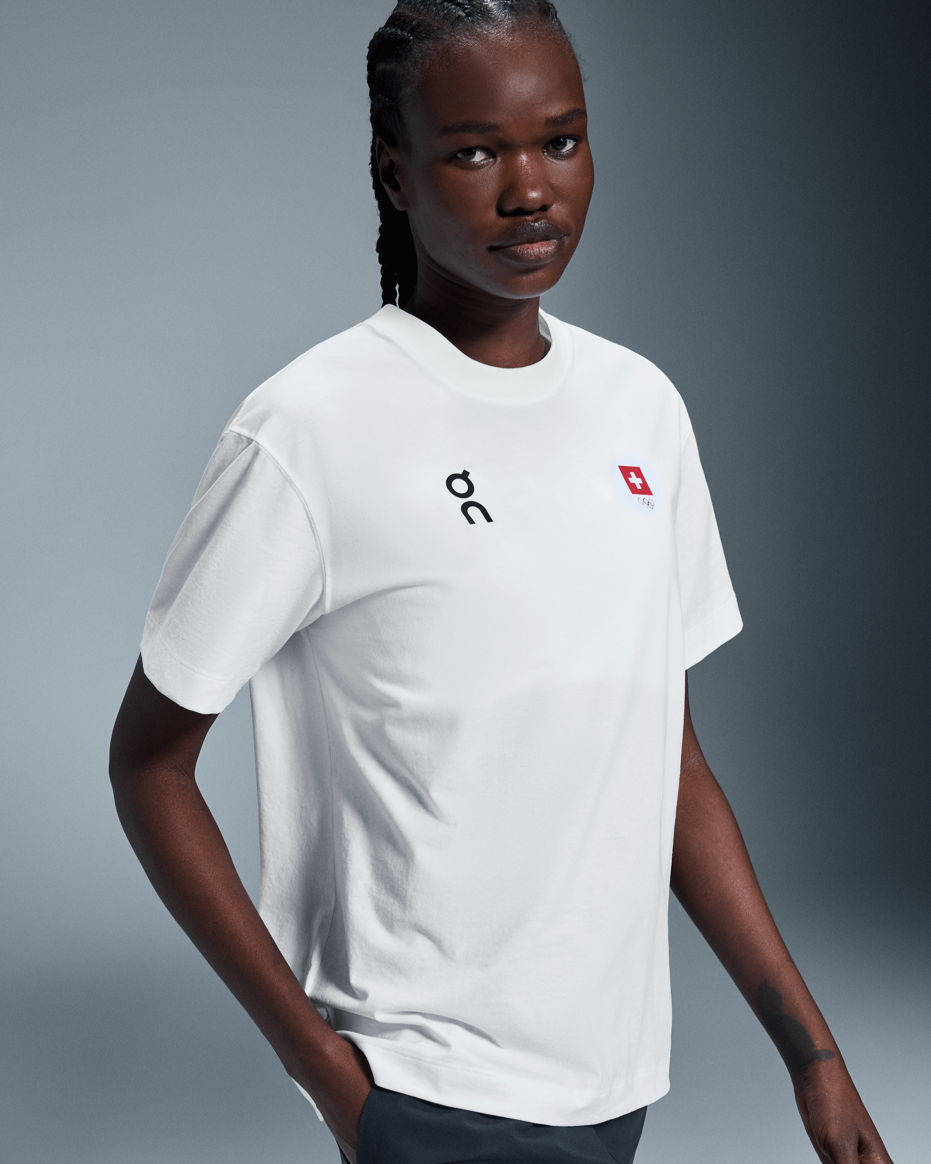 On Swiss Olympic Club-T Undyed-White Women Tops and t-shirts