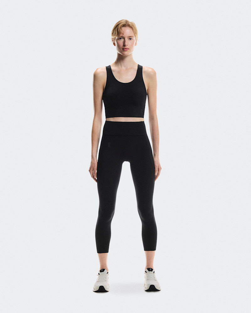 On Women's Studio Open Back Crop Shirt in Black, Size: XS, Polyester