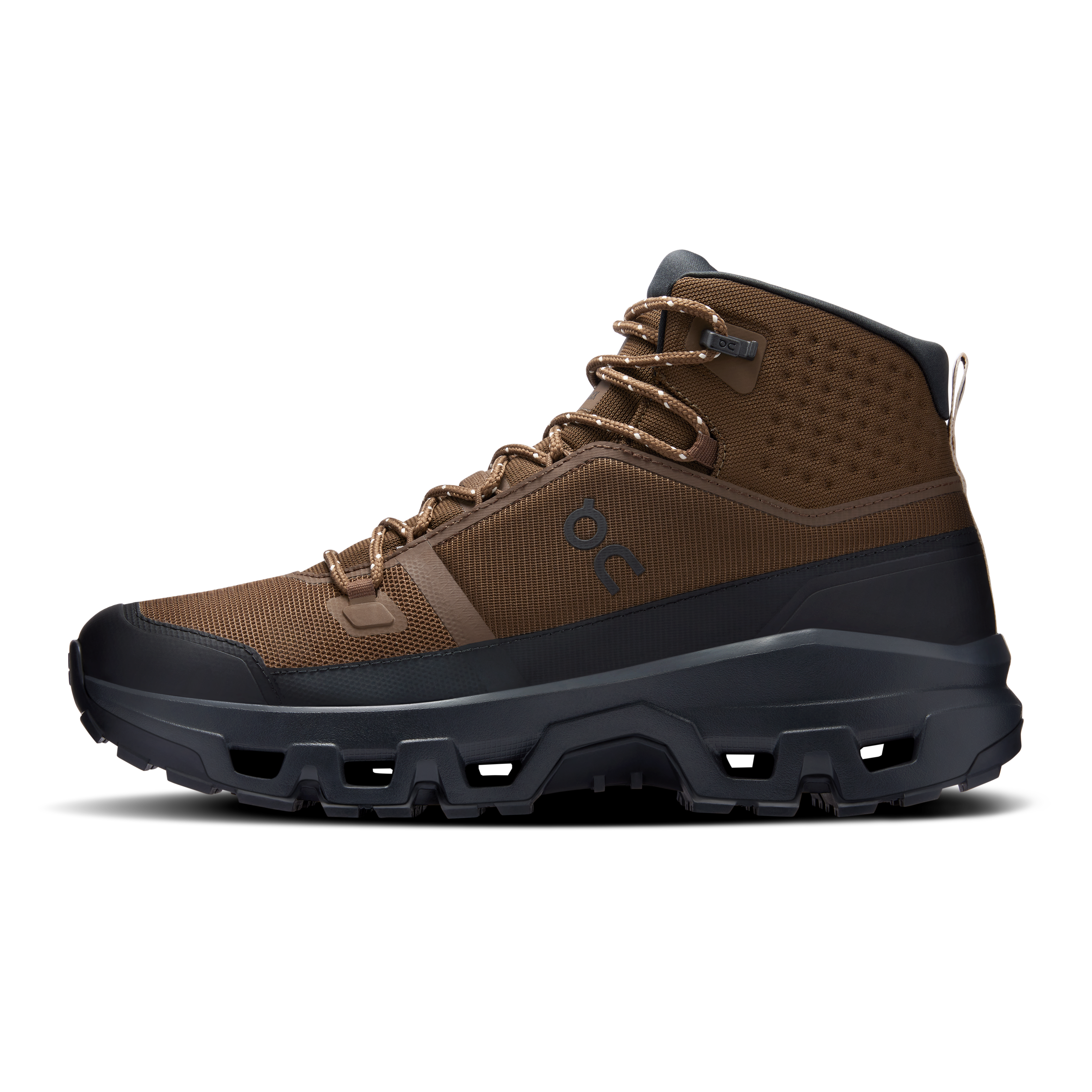 On Cloudrock Mid Waterproof Earth & Black Men Hiking Shoes