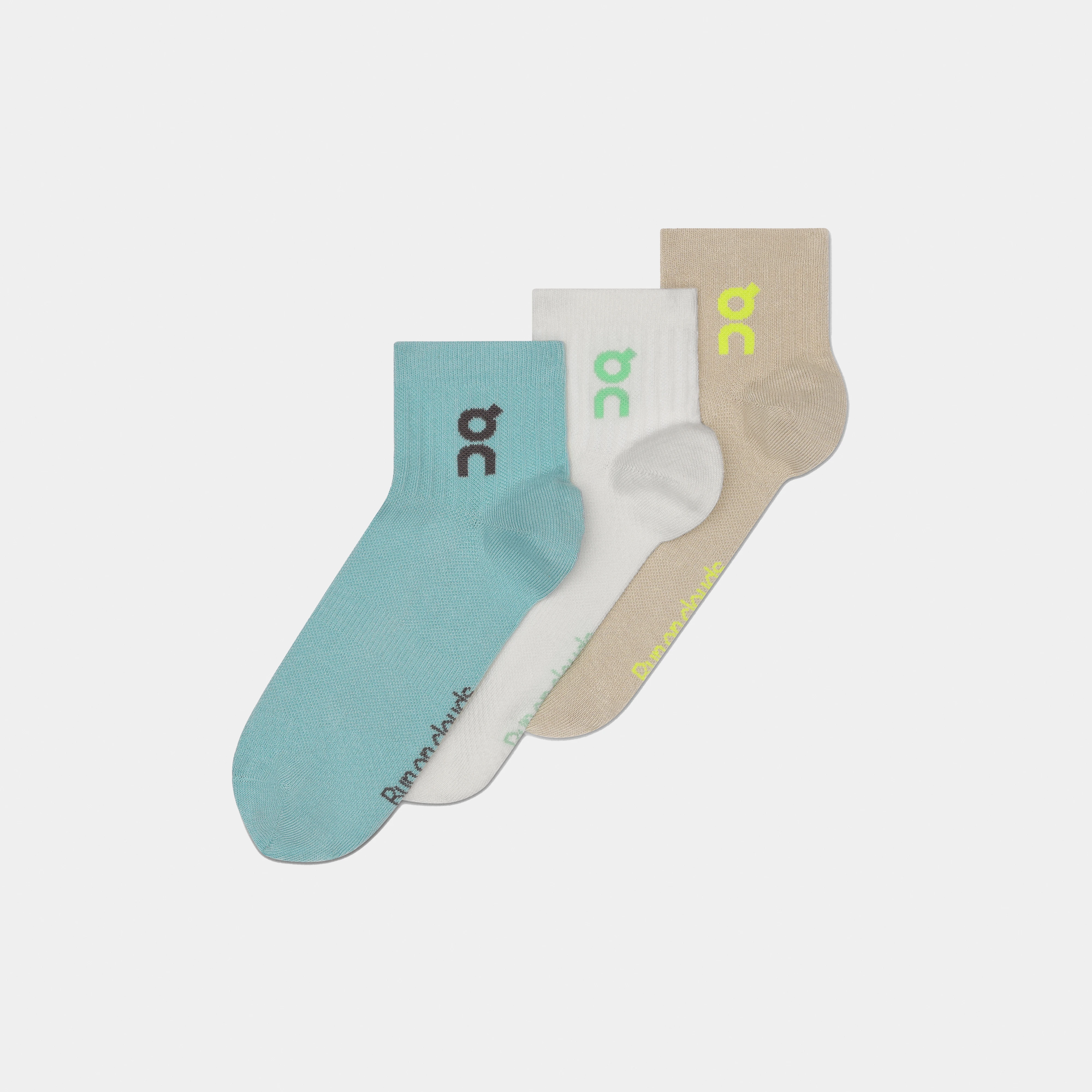 On Logo Sock Mid 3P Beige Blue Unisex Unisex – All day, breathable, versatile Socks