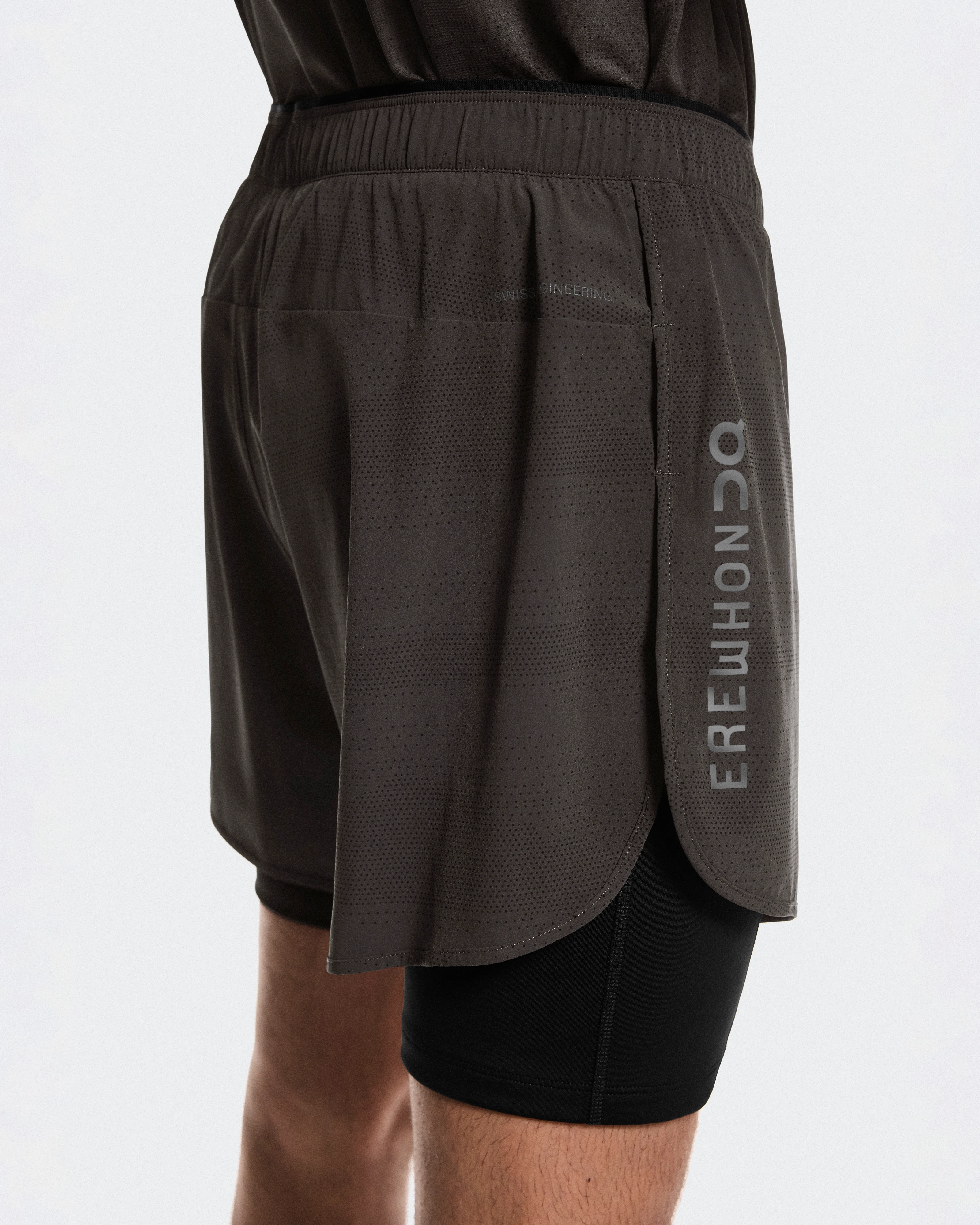 On 2-in-1 Shorts Erewhon Espresso & Black Men Shorts