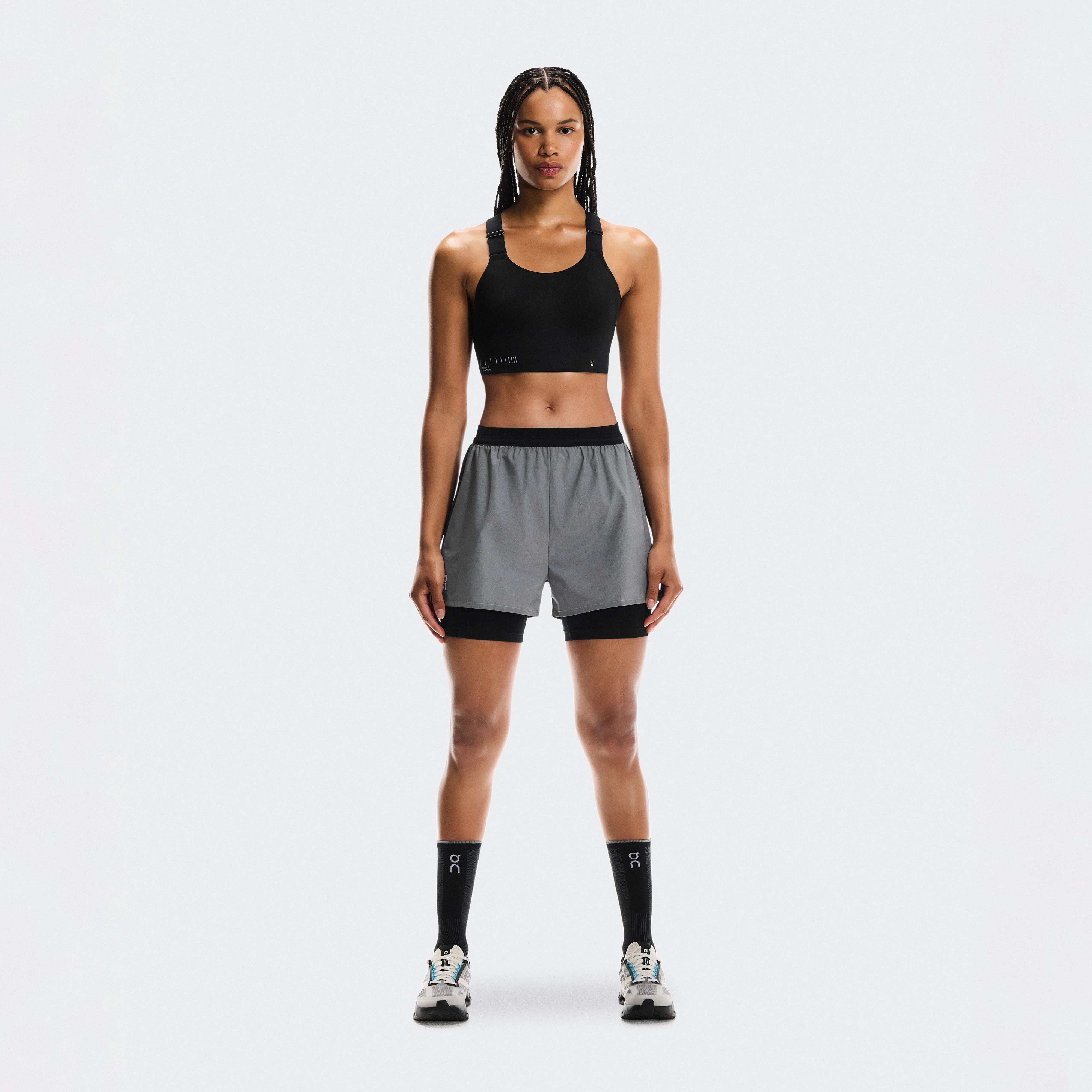 On Performance Shorts Lumos Grey Black Women Women – Road running, reflective details Shorts