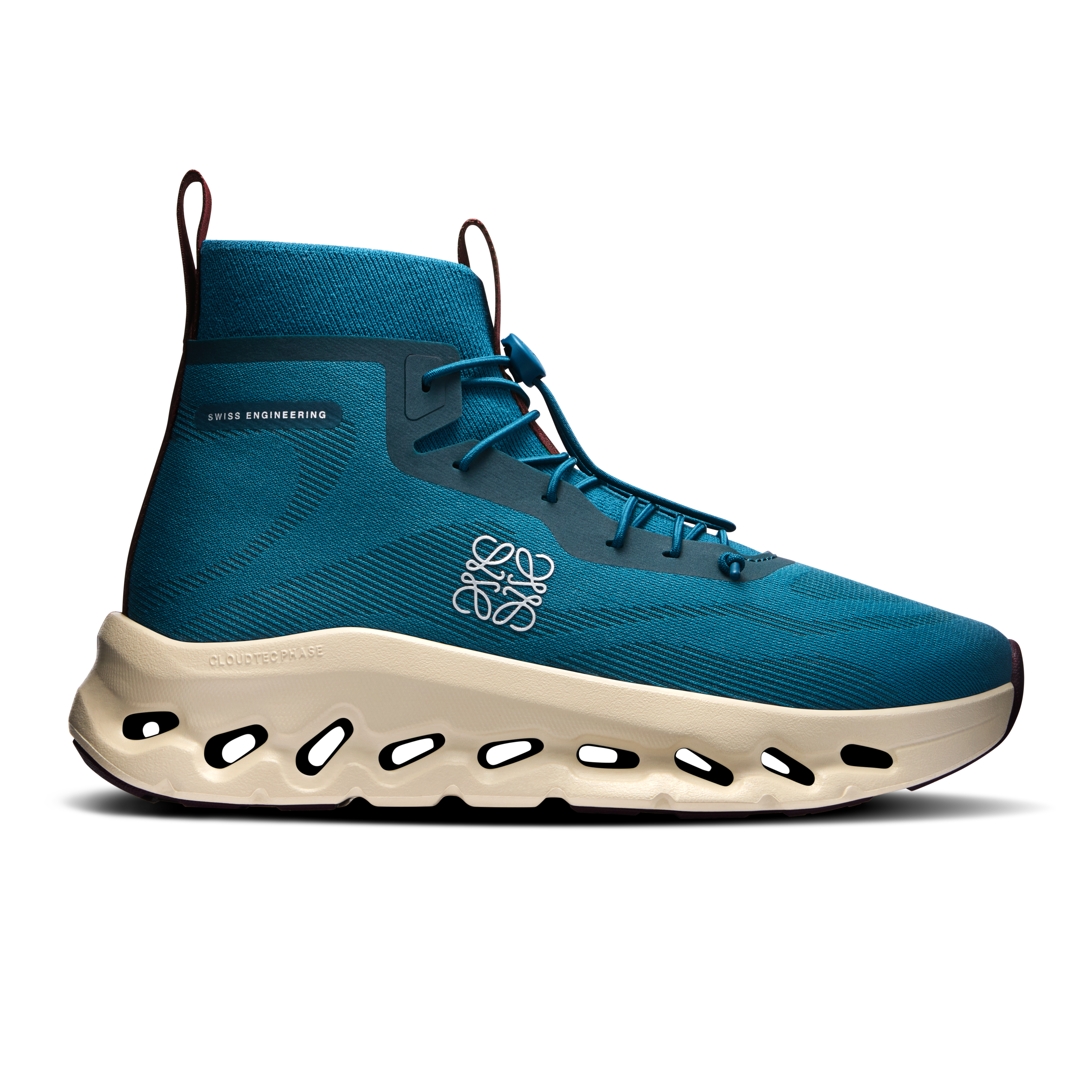 Cloudtilt Hi LOEWE Lifestyle Shoe in Teal/Oatmeal/Burgundy