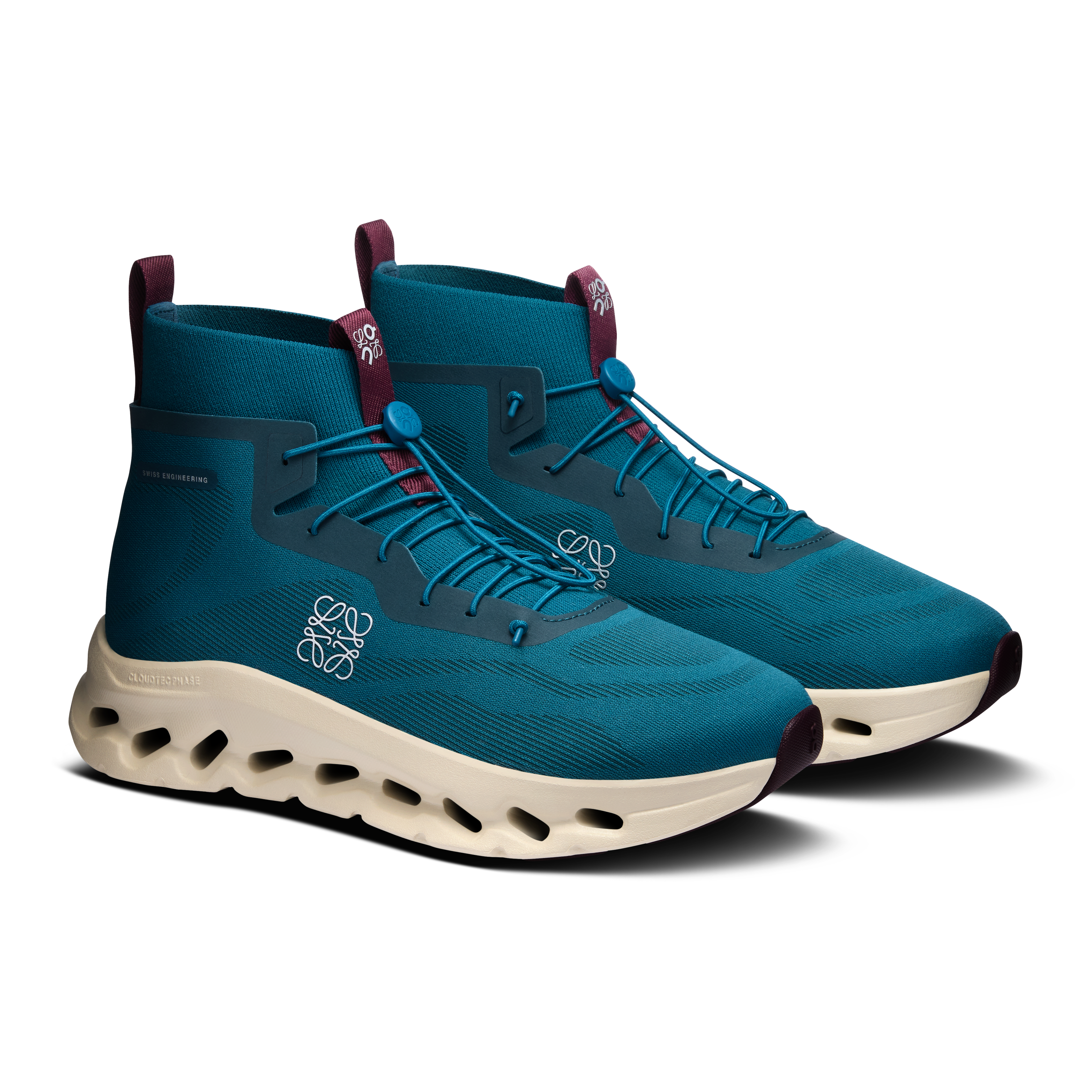 On Cloudtilt Hi LOEWE Teal & Oatmeal | Burgundy 남성 액티브 라이프스타일 신발