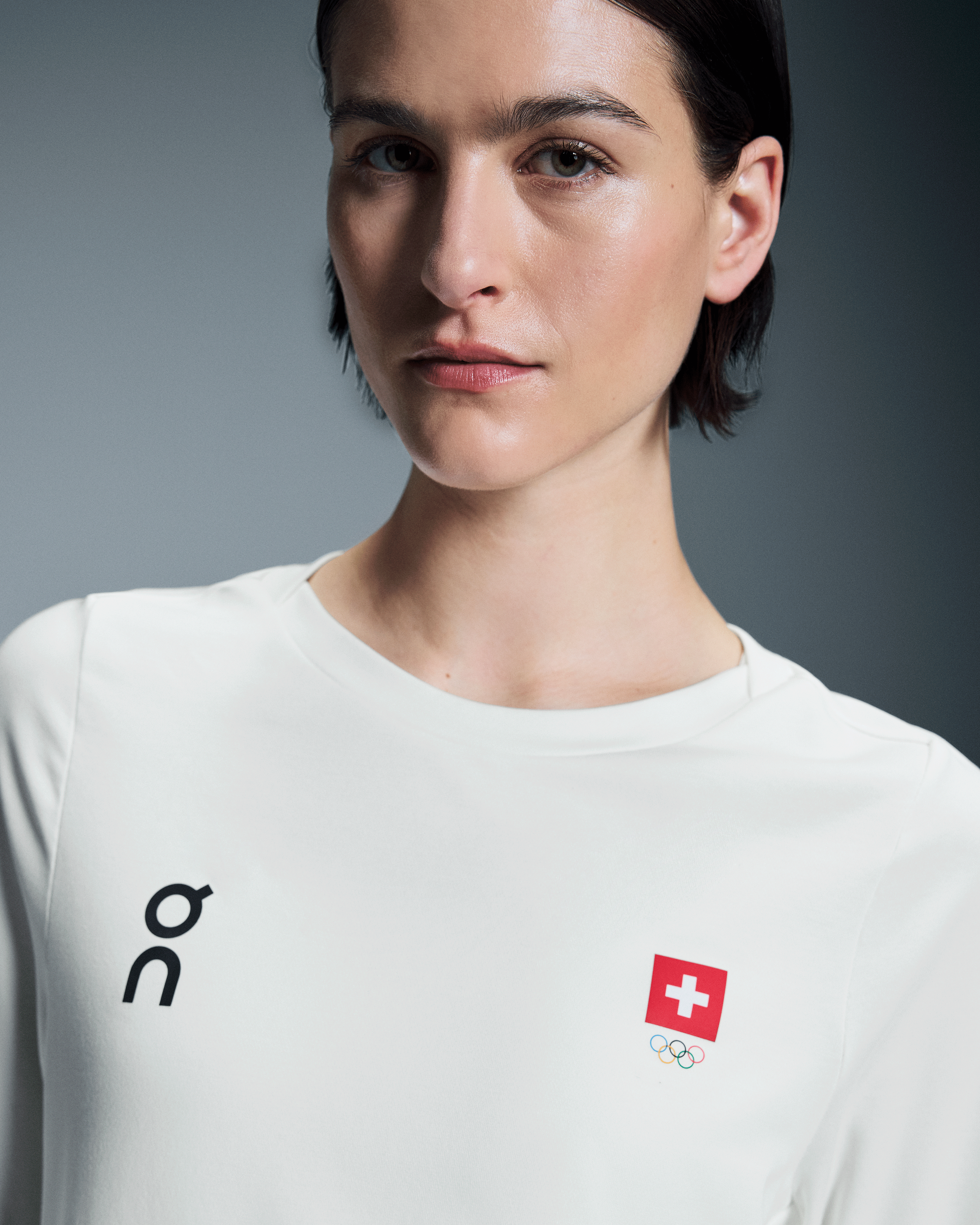 On Swiss Olympic Focus Long-T Undyed-White Women Tops and t-shirts