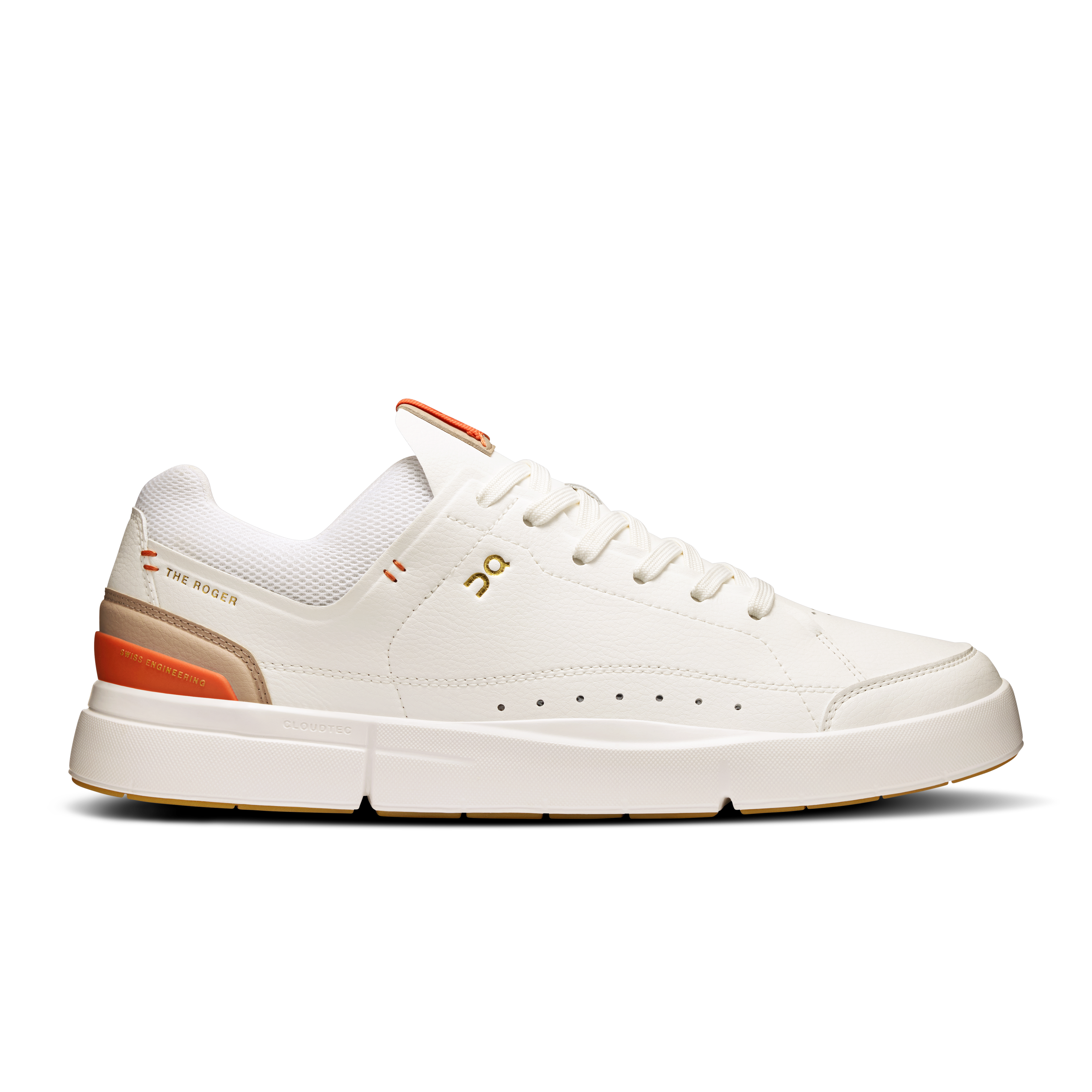 On THE ROGER Centre Court Weiß Orange Herren Herren – Alltag, Tennis-inspiriert, Textur-Obermaterial Schuhe