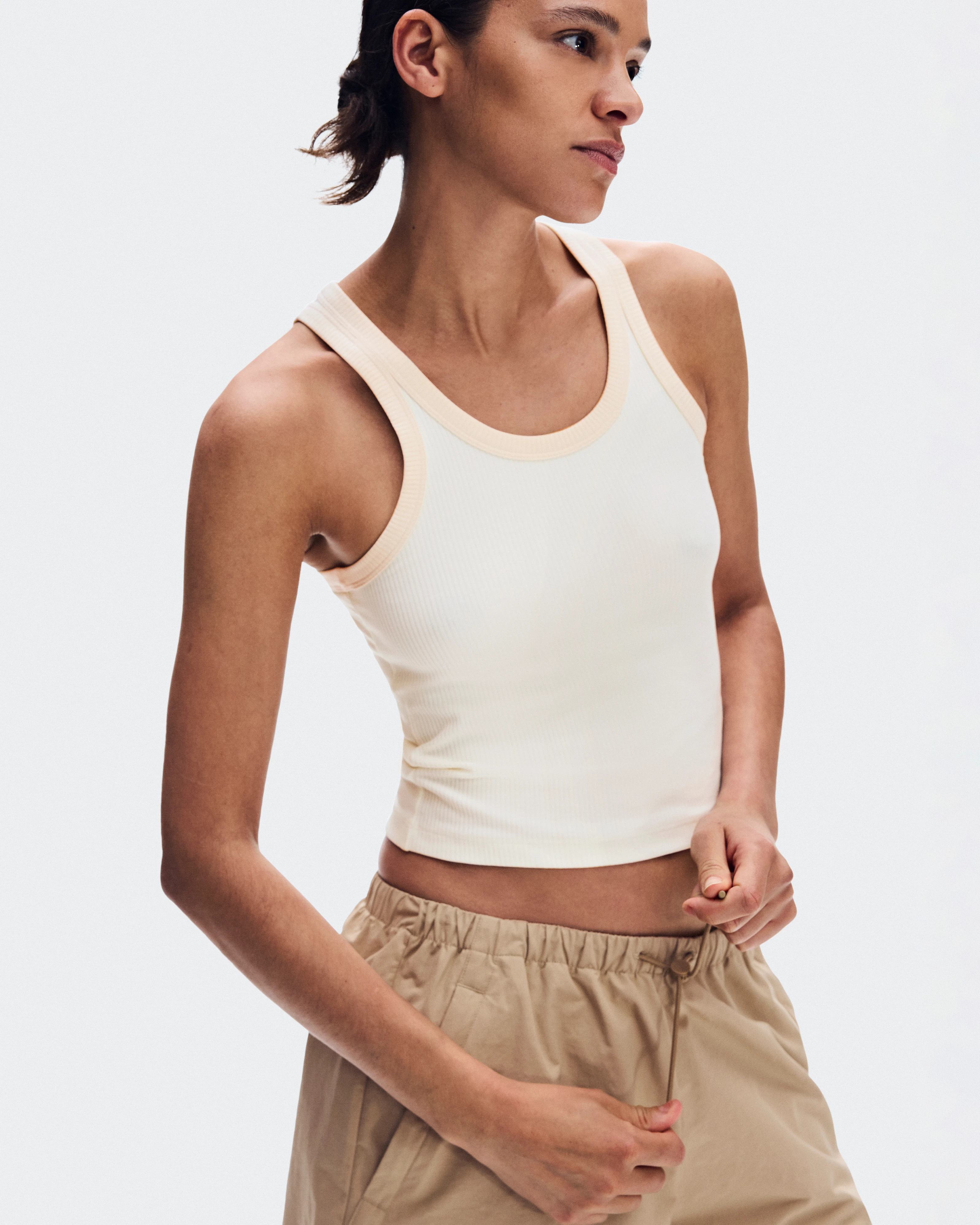 On All-Day Ribbed Tank Ivory Donna Maglie e magliette