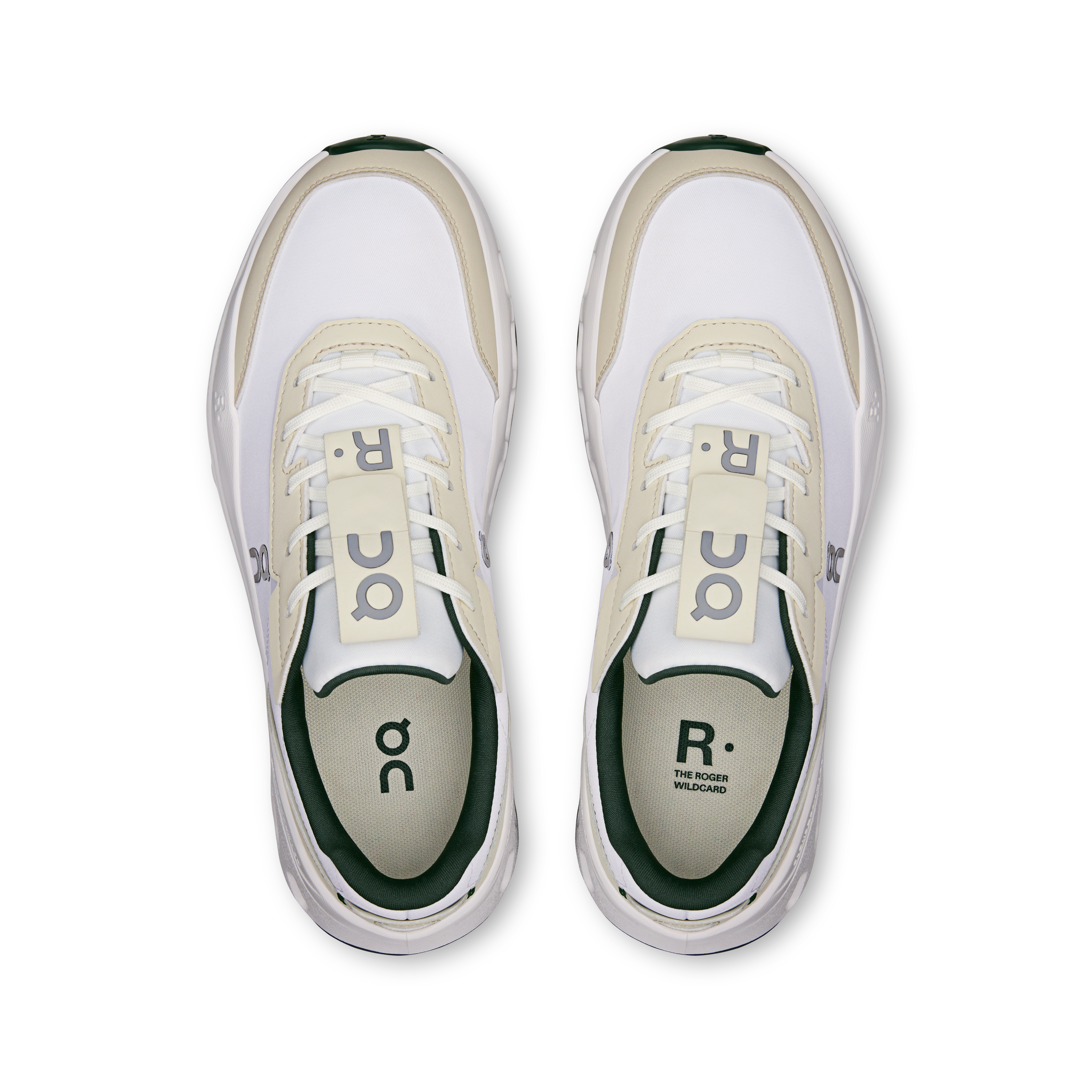 On THE ROGER Wildcard Ivory & Evergreen Women Tennis Shoes