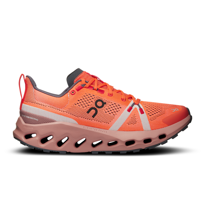 On Women's Cloudsurfer Trail Running Shoe in Flame/Dustrose, Size: 43, Recycled Polyester ️