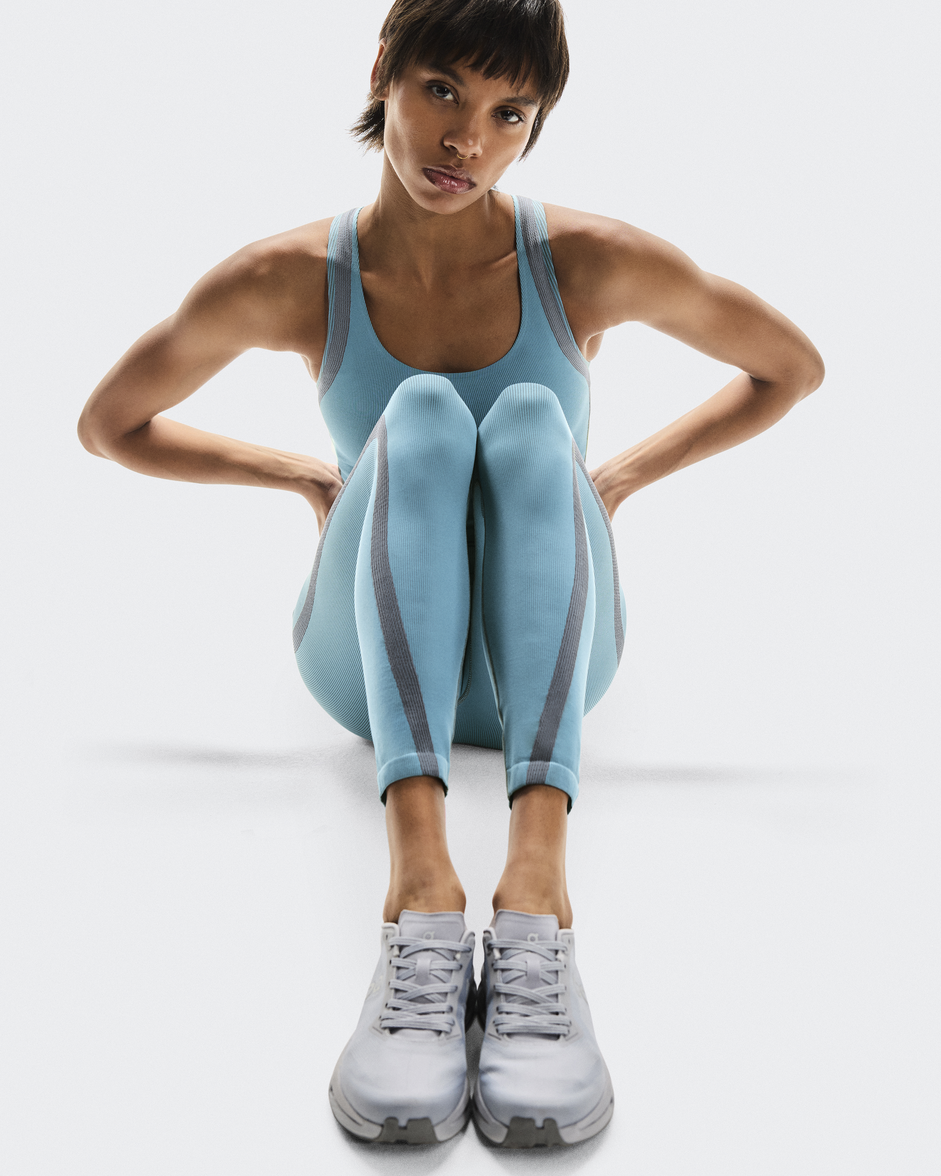 Women's Studio Knit Bodysuit 7/8 | Blue & Grey | On South Korea