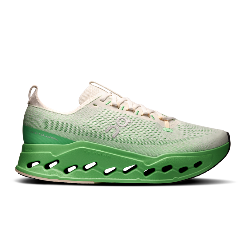 On Men's Cloudsurfer Max Road Running Shoe in Ivory/Honeydew, Size: 44, Recycled Polyester ️