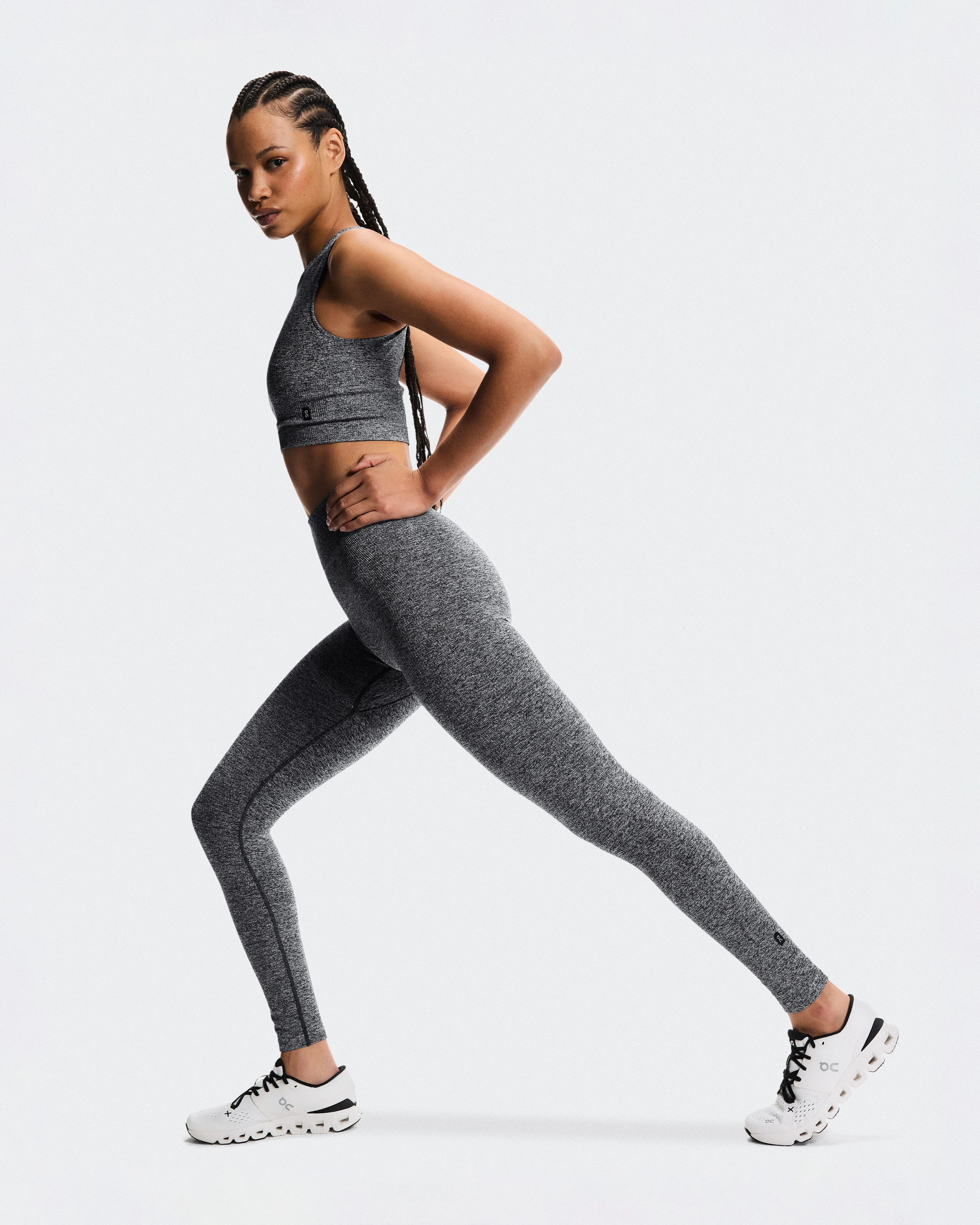 On Studio Knit Tights Graphite Heather Feminino Calças leggings