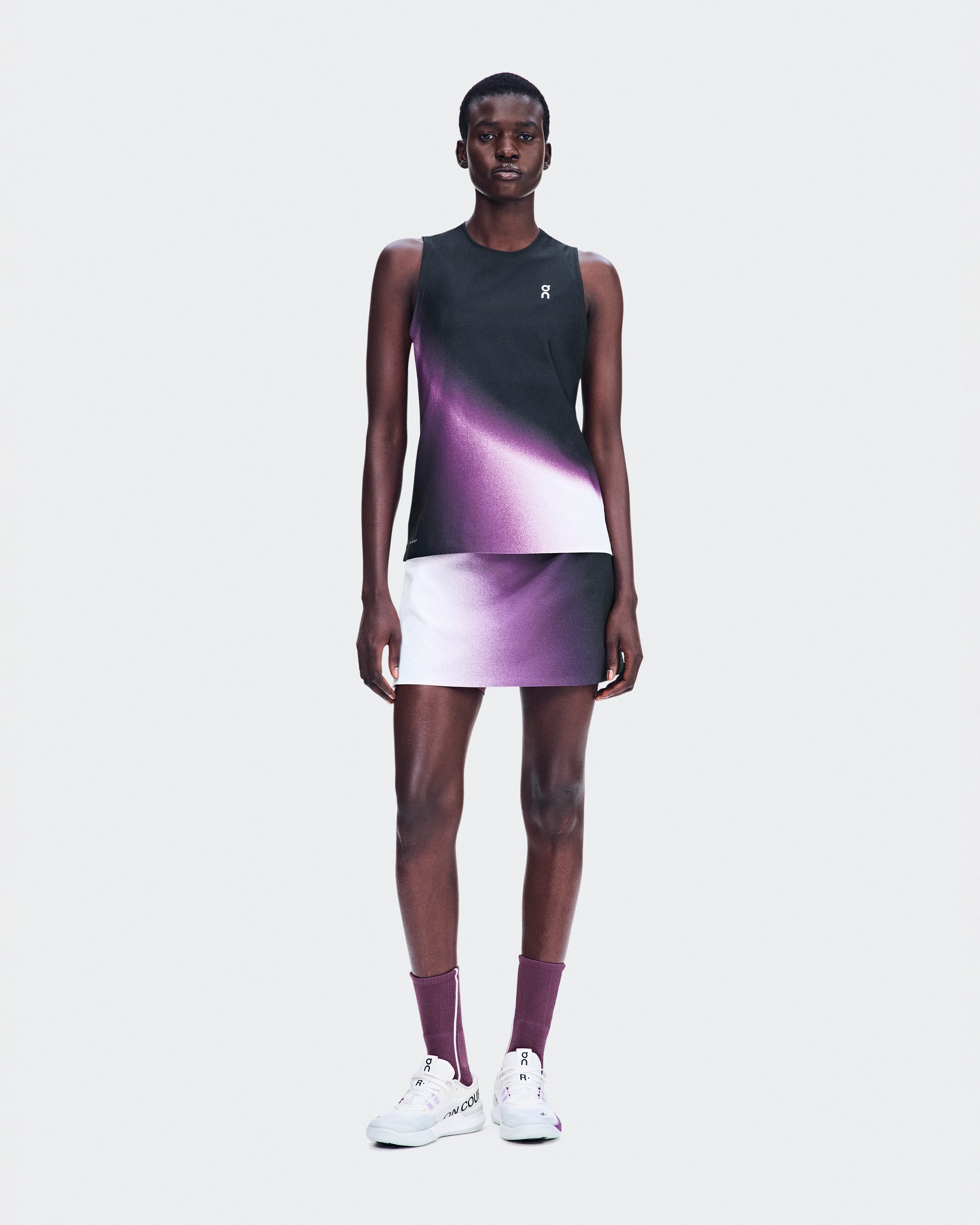 On Court Tank Swing Black & Cassis Women Tops and t-shirts
