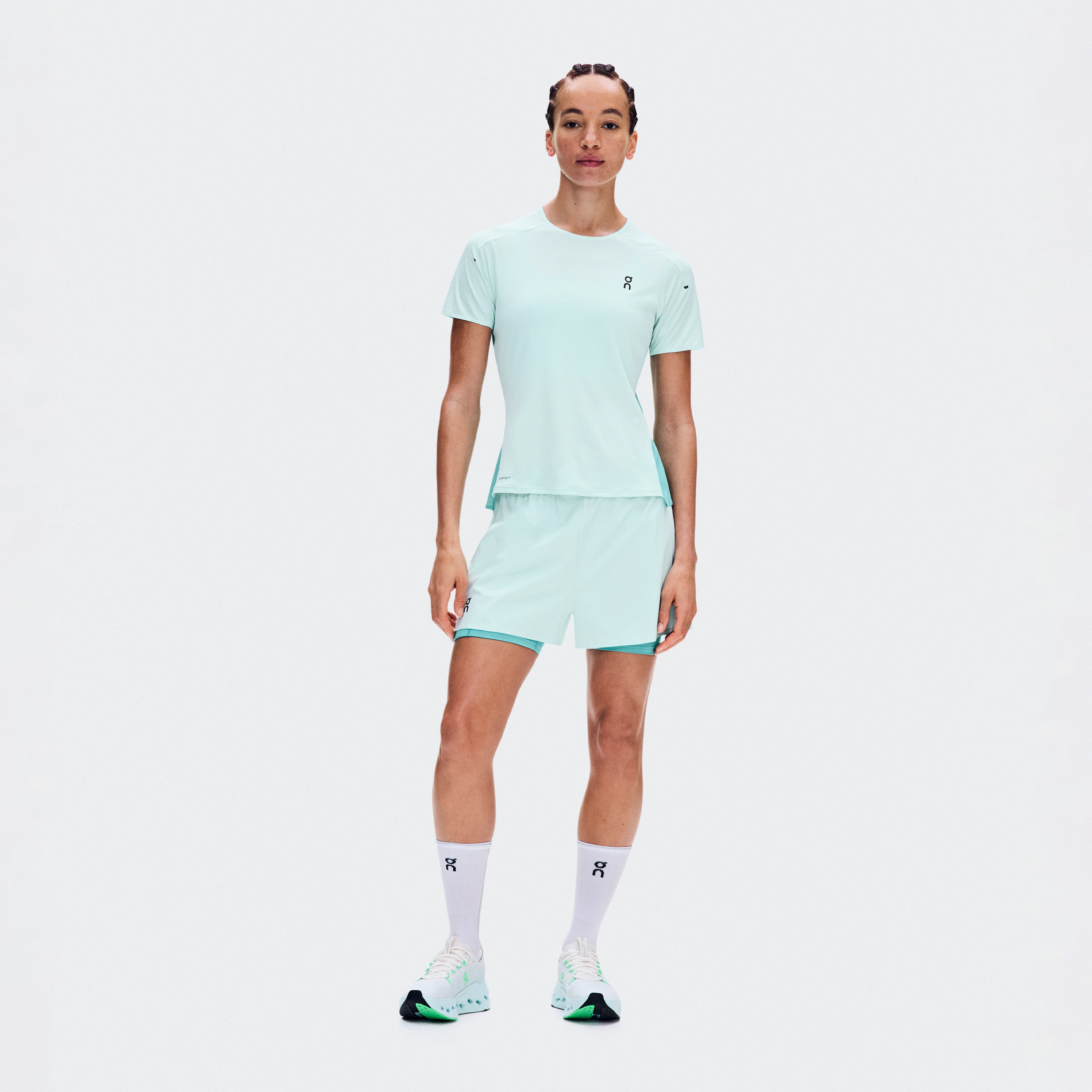 On Performance-T Flurry & Aquamarine Women – Road running, warm weather Tops and t-shirts
