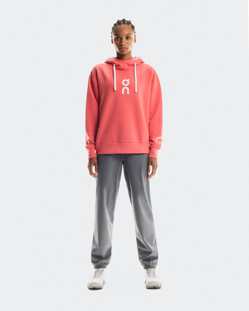 On Women's Club Hoodie in Coral, Size: Medium, Polyester