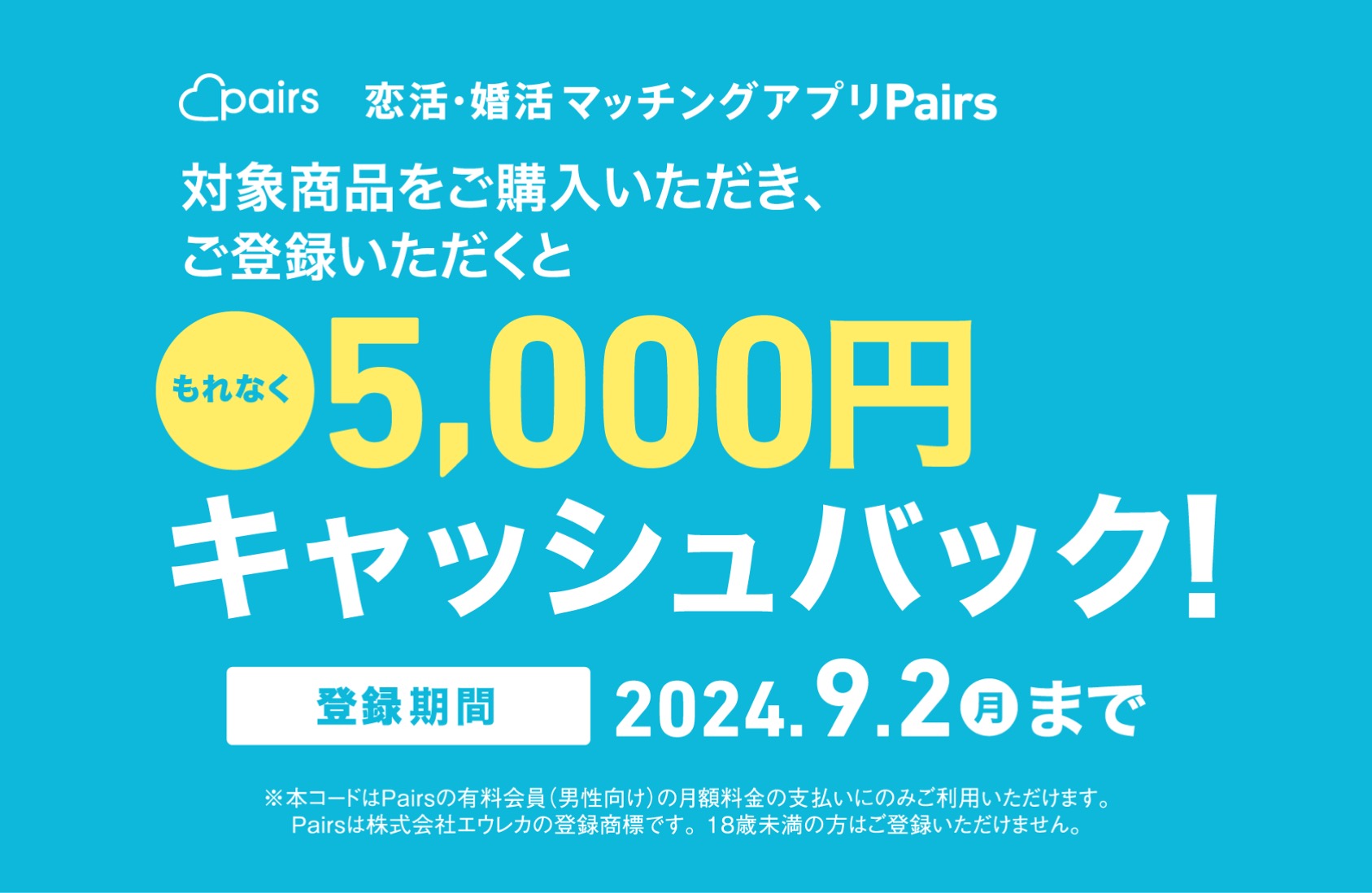 小売業者 ペアーズ 男性有料会員 1ヶ月分 4000円