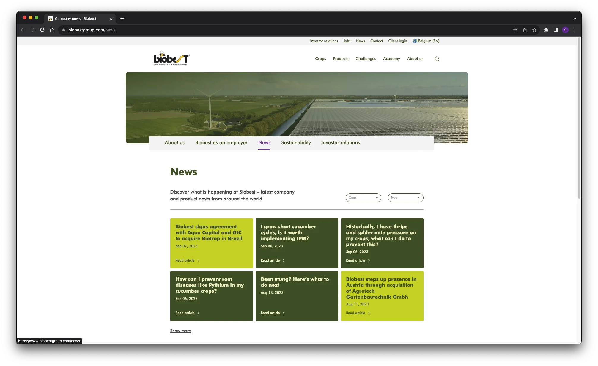 Biobest site screenshot 1